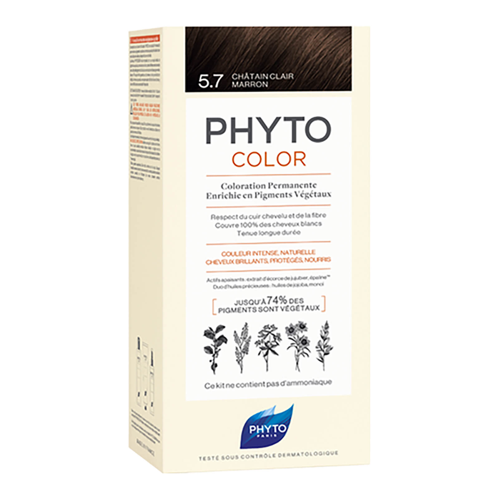 Phyto Hair Colour By Color - 5.7 Light Chestnut 180g In White