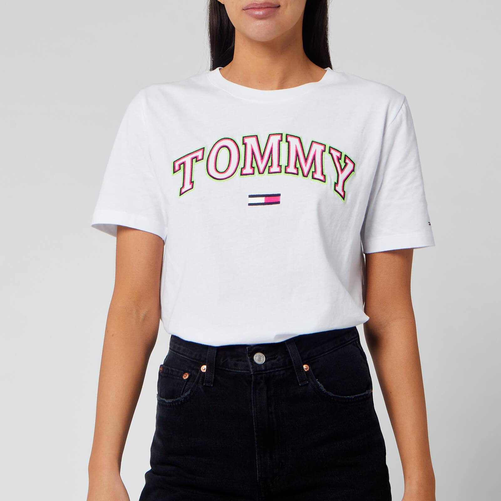 Tommy Jeans Women's Neon Collegiate T-Shirt - Classic White - S