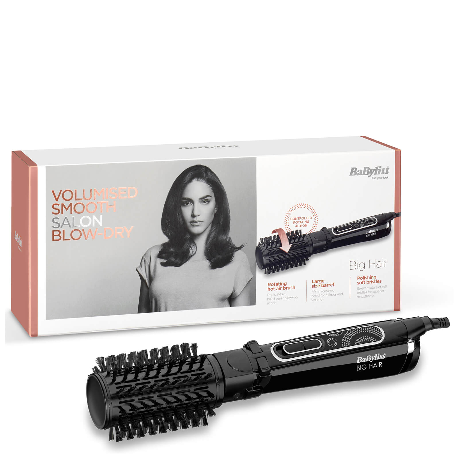 Rotating Hot Air Brush Babyliss Big Hair 50mm Asda Babyliss Big