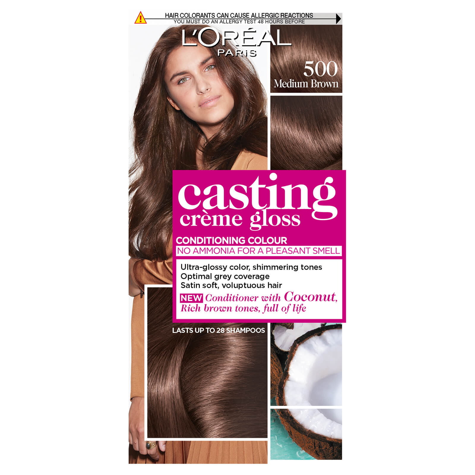 L'Oreal Paris Casting Creme Gloss Semi-Permanent Hair Dye (Various Shades) - 500 Medium Brown