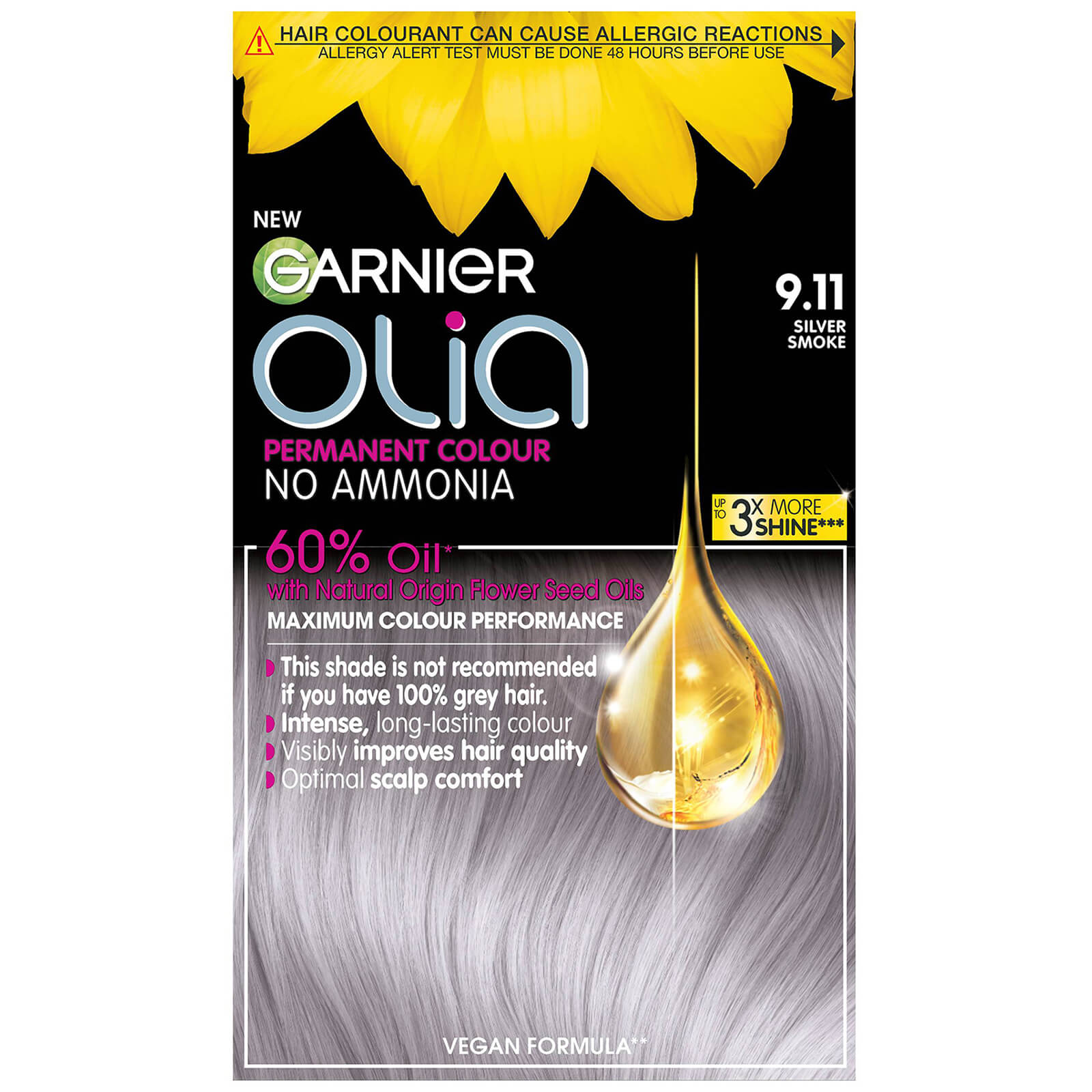 Garnier Olia Permanent Hair Dye (Various Shades) - 9.11 Metallic Silver