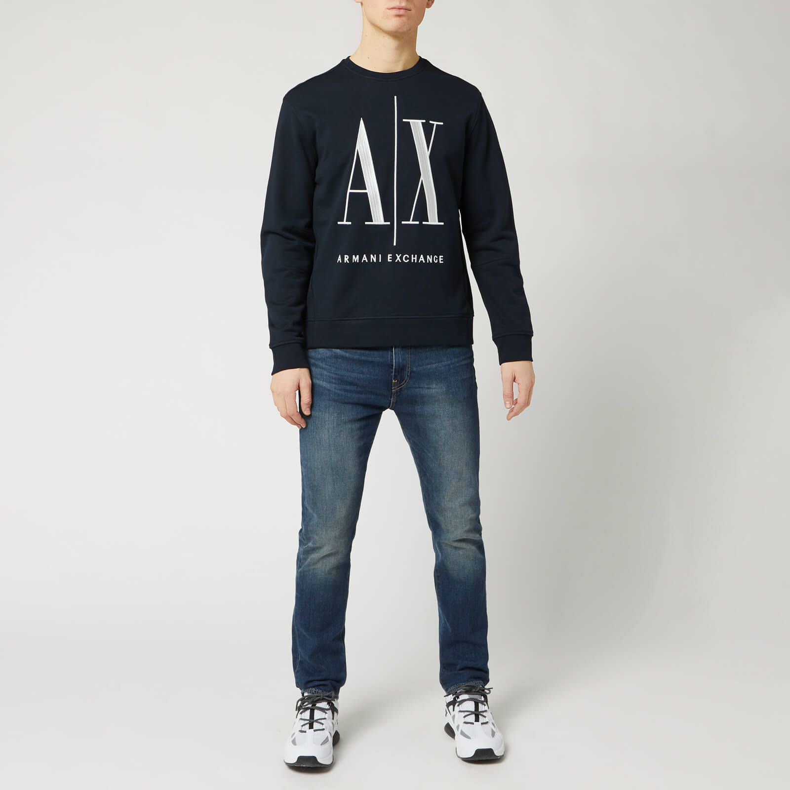 Armani Exchange Men's Large Ax Logo Sweatshirt - Navy - S