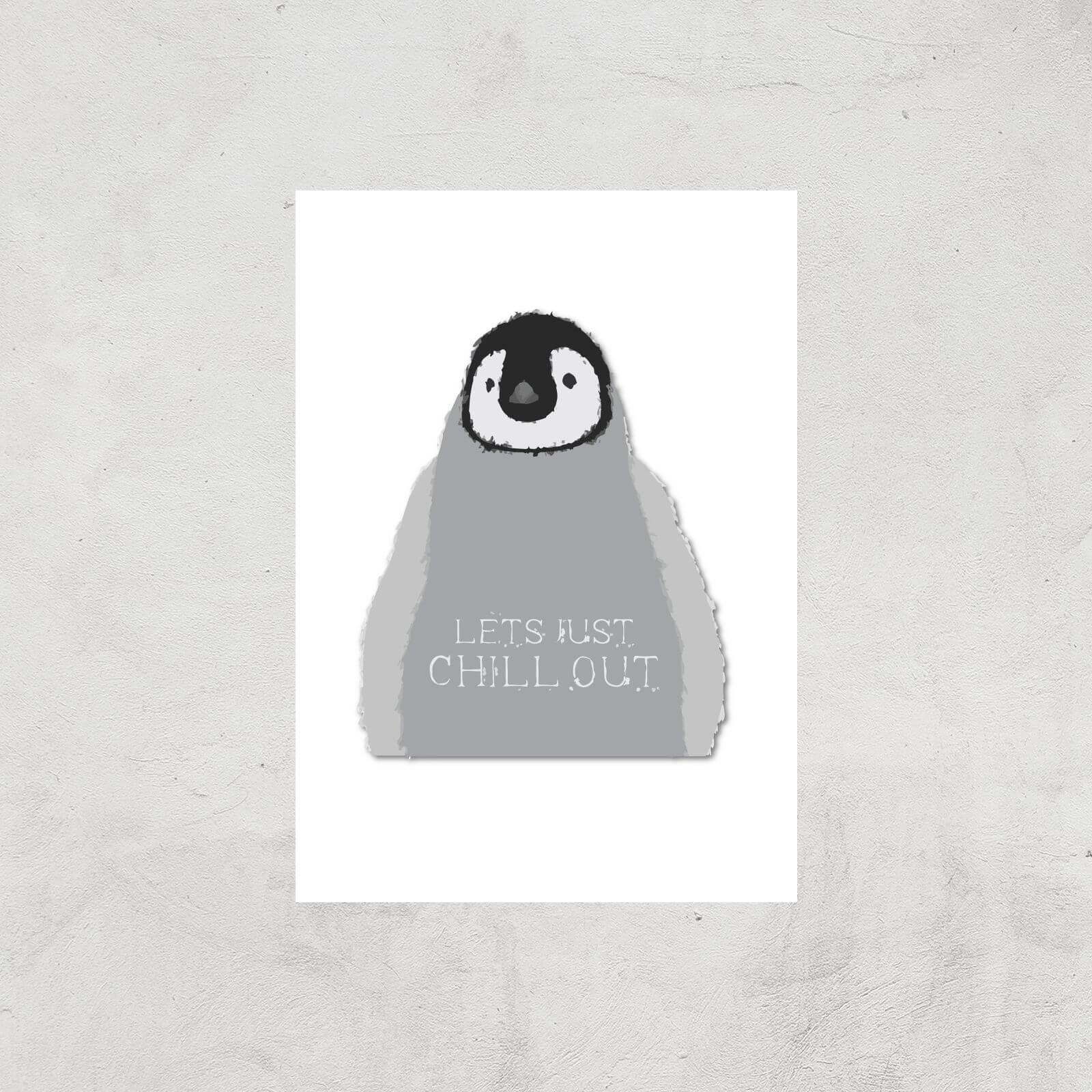 Baby Penguin Lets Just Chill Out Art Print - A4 - Print Only