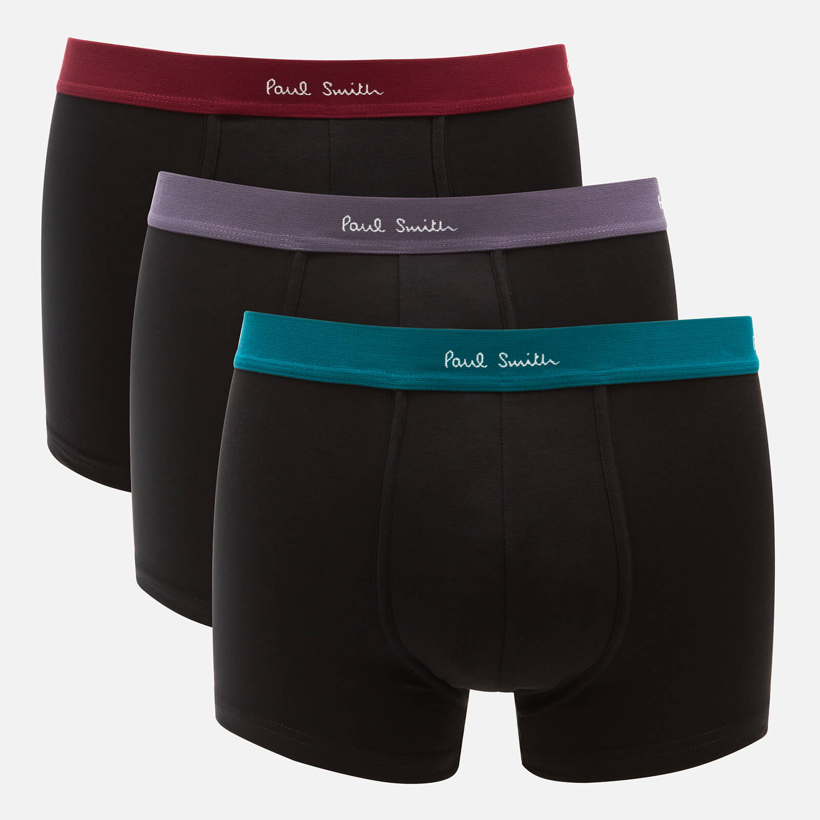 PS Paul Smith Men's 3 Pack Contrast Waistband Trunk Boxer Shorts - Black - S