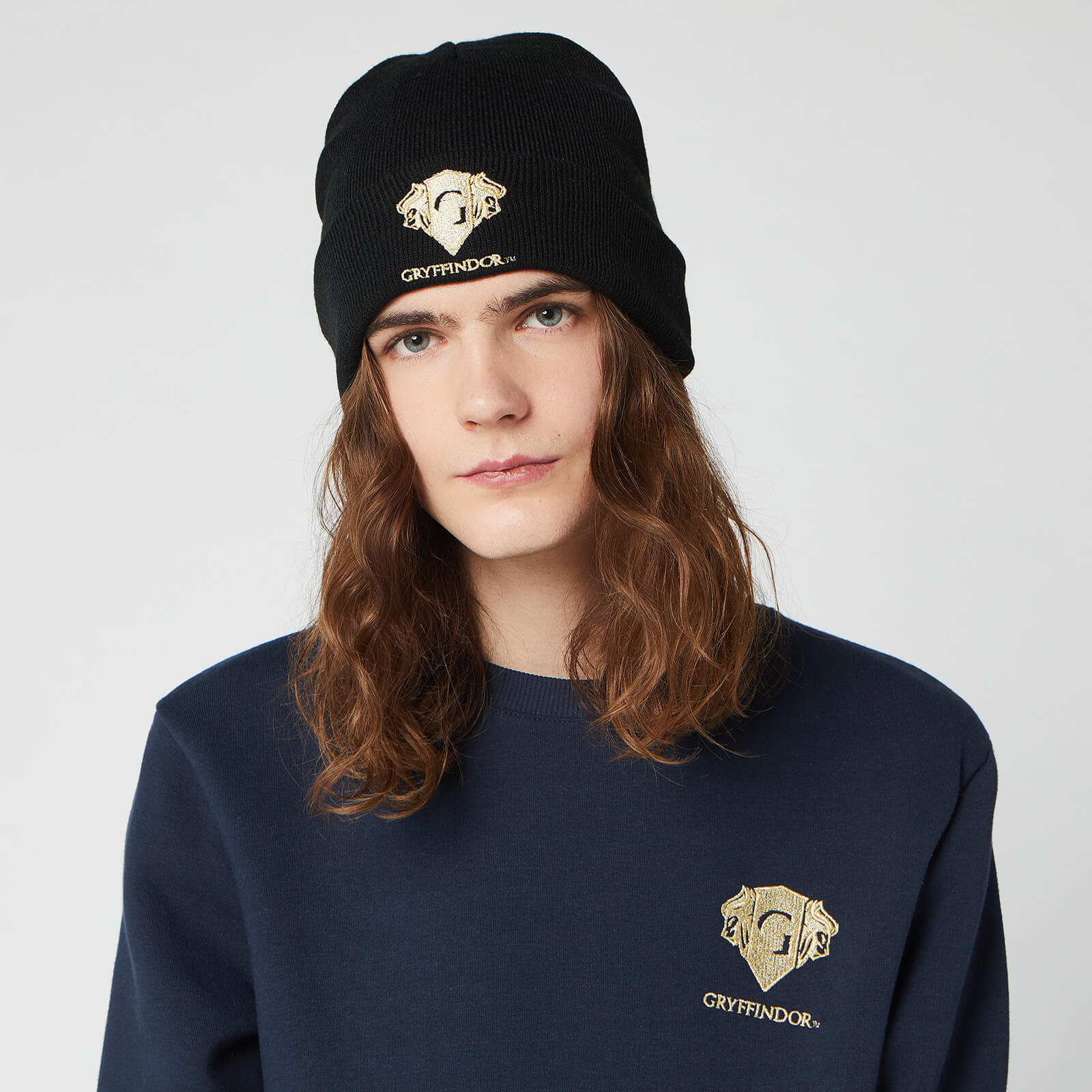 Harry Potter Gryffindor Embroidered Beanie Hat - Black