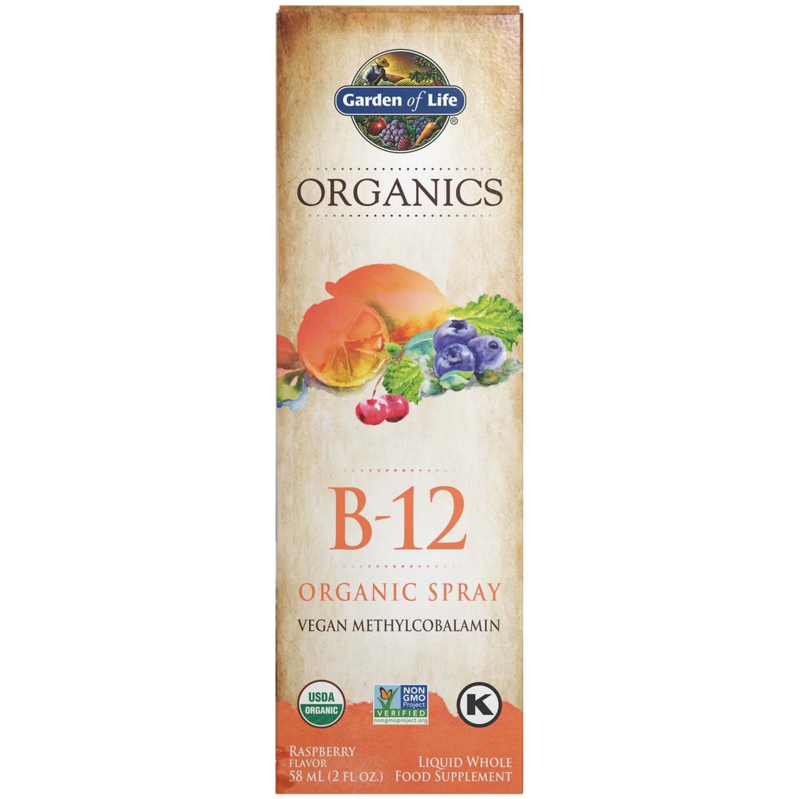 Organics Vitamine B12 Spray - Framboos -58 ml Organics Vitamine B12 Spray - Framboos -58 ml