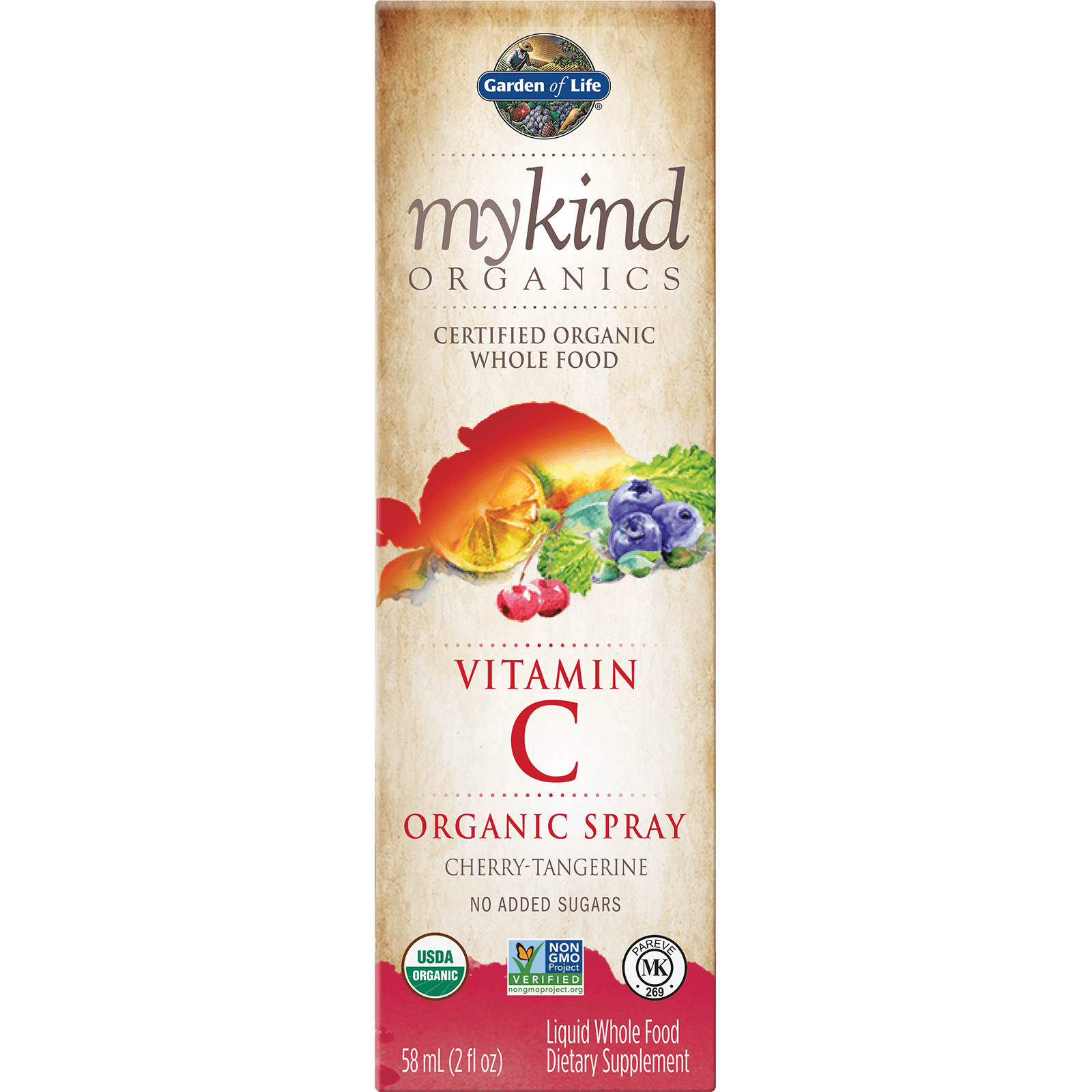 Espray de vitamina C mykind Organics - Cereza y mandarina - 58 ml