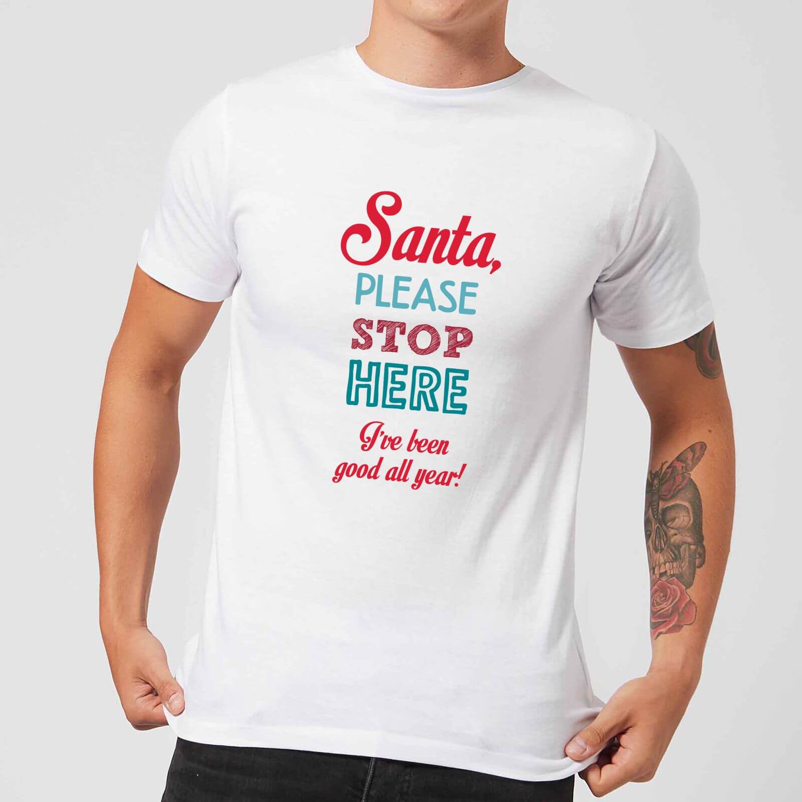 Stop here santa Men's T-Shirt - White - XS - White