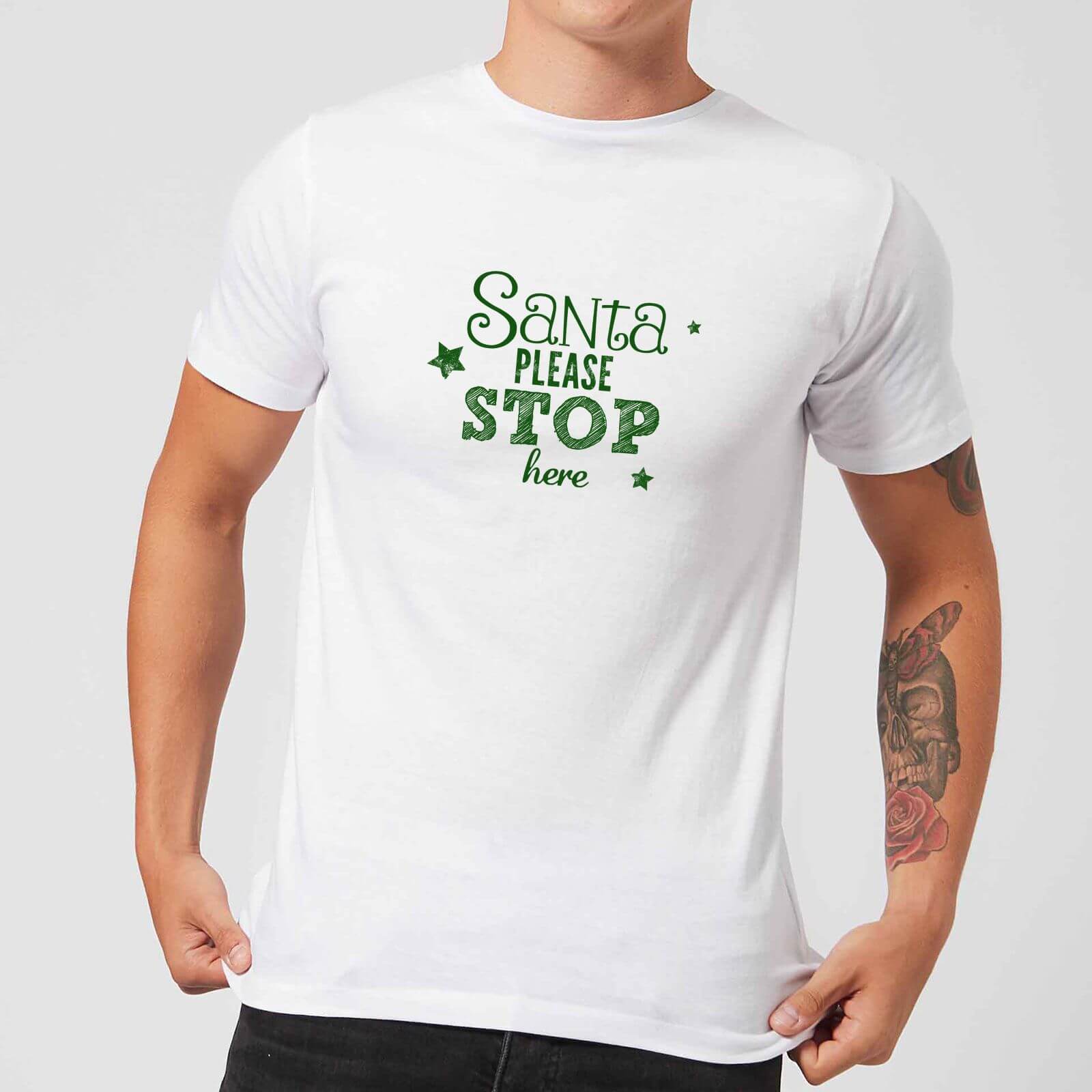 Santa Stop Men's T-Shirt - White - XS - White