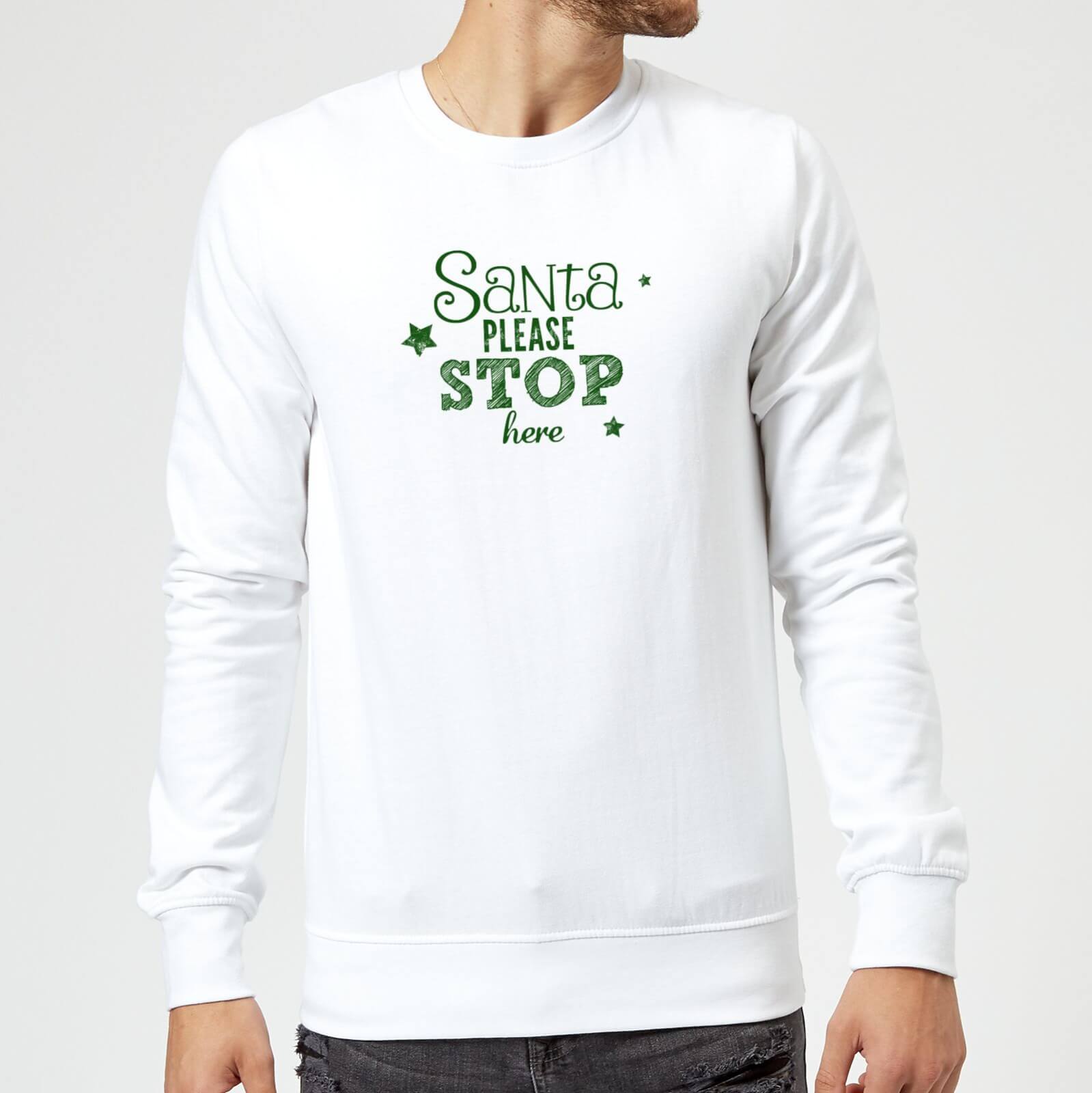 Santa Stop Sweatshirt - White - L