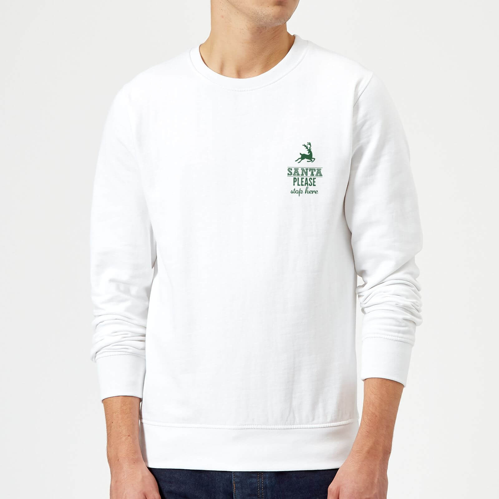 Santa stop Pocket Sweatshirt - White - S - White