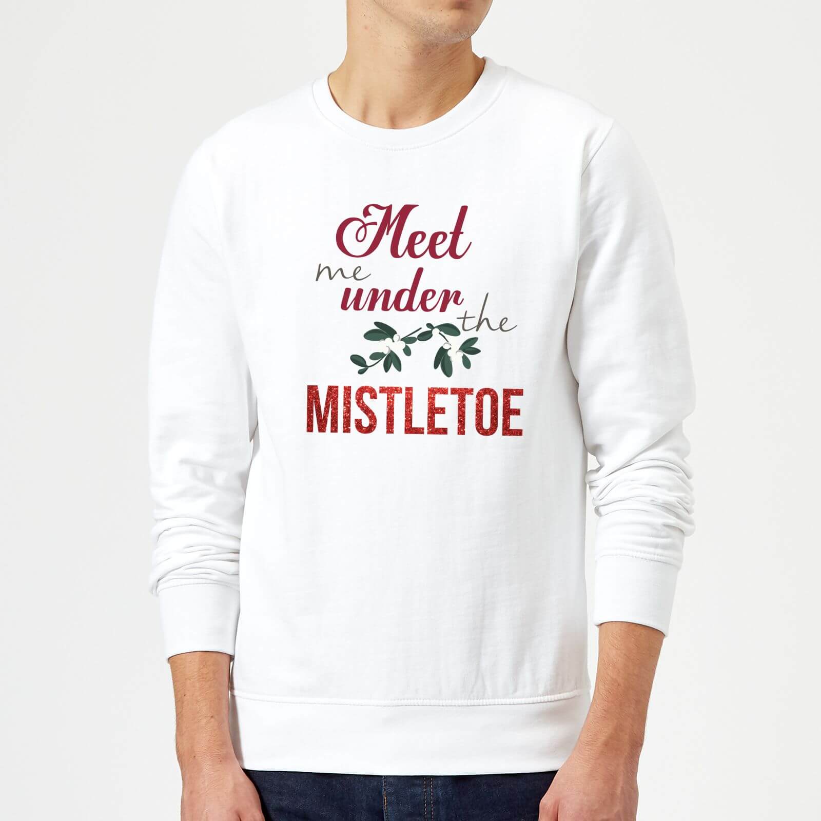 Meet me mistletoe Sweatshirt - White - S - White