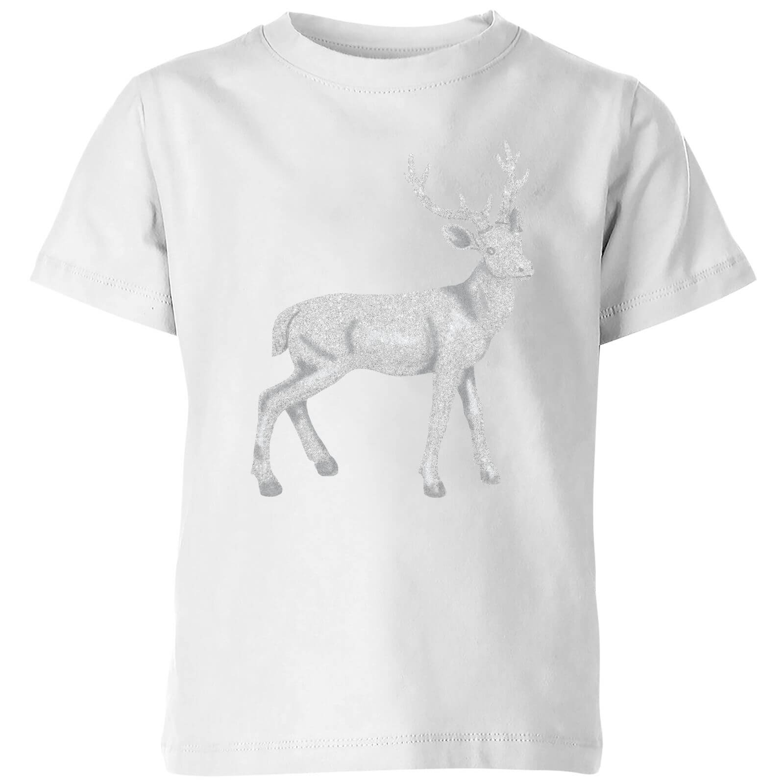 Glitter Stag Kids' T-Shirt - White - 3-4 Years - White