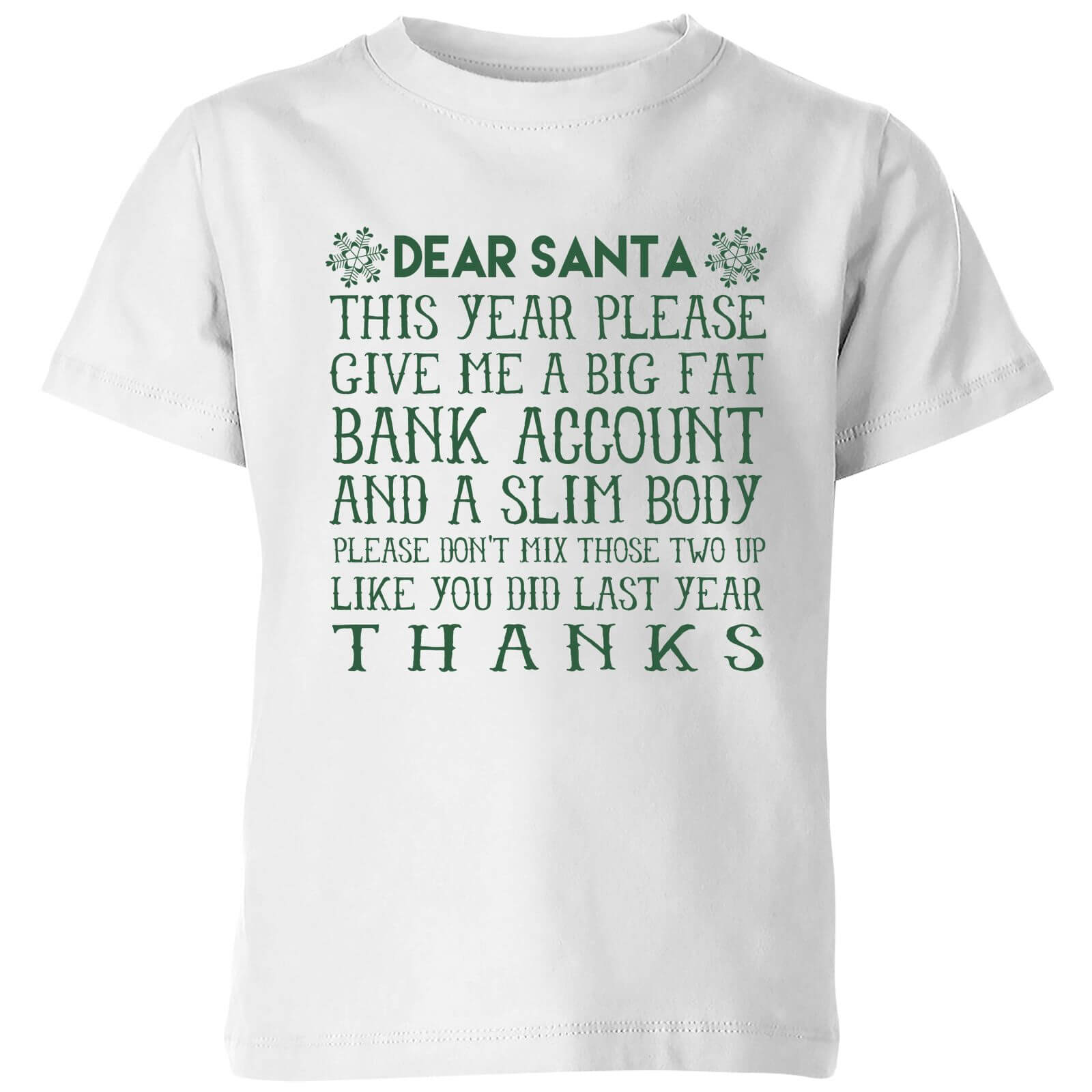 Dear Santa Kids' T-Shirt - White - 3-4 Years - White