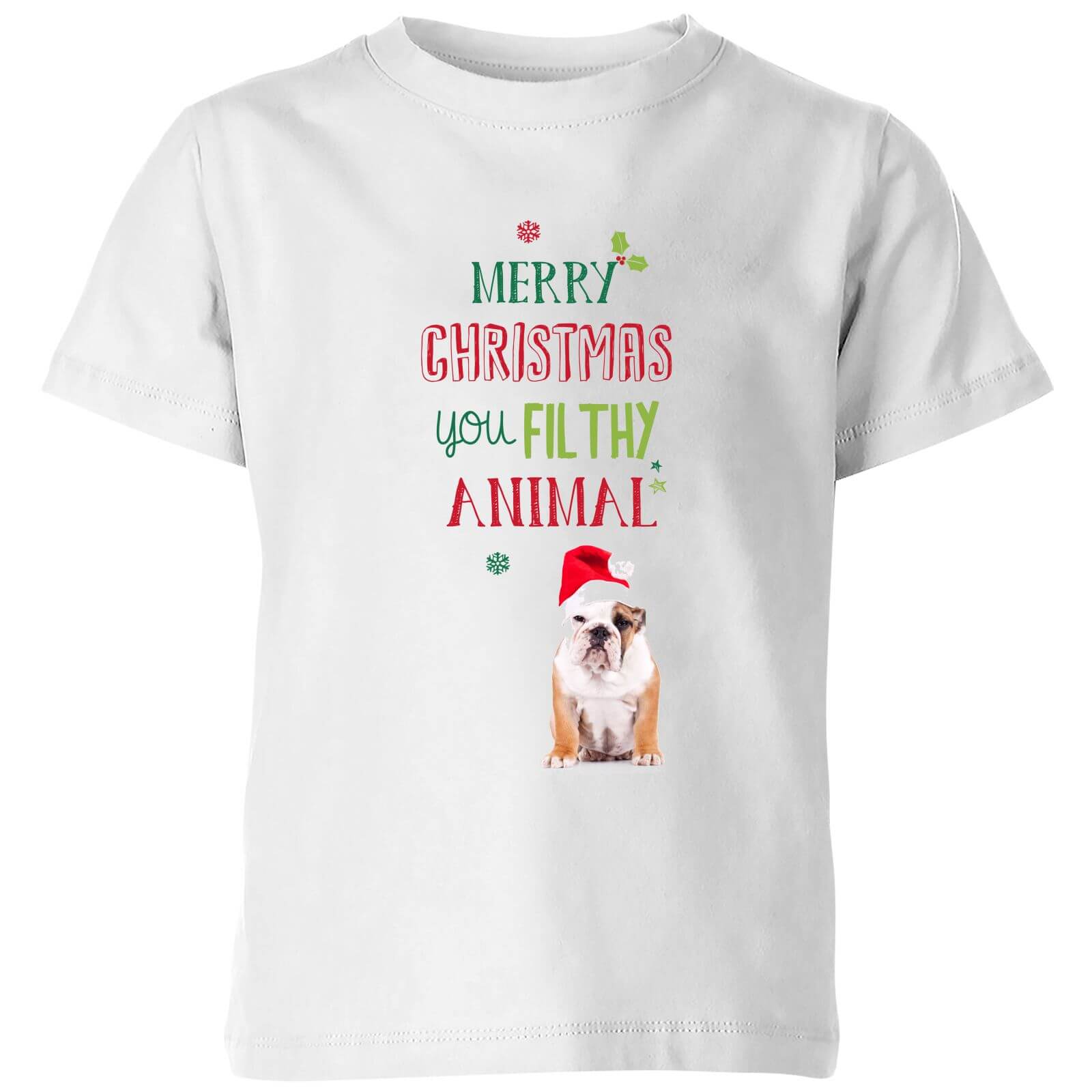 Merry Christmas bulldog Kids' T-Shirt - White - 3-4 Years - White