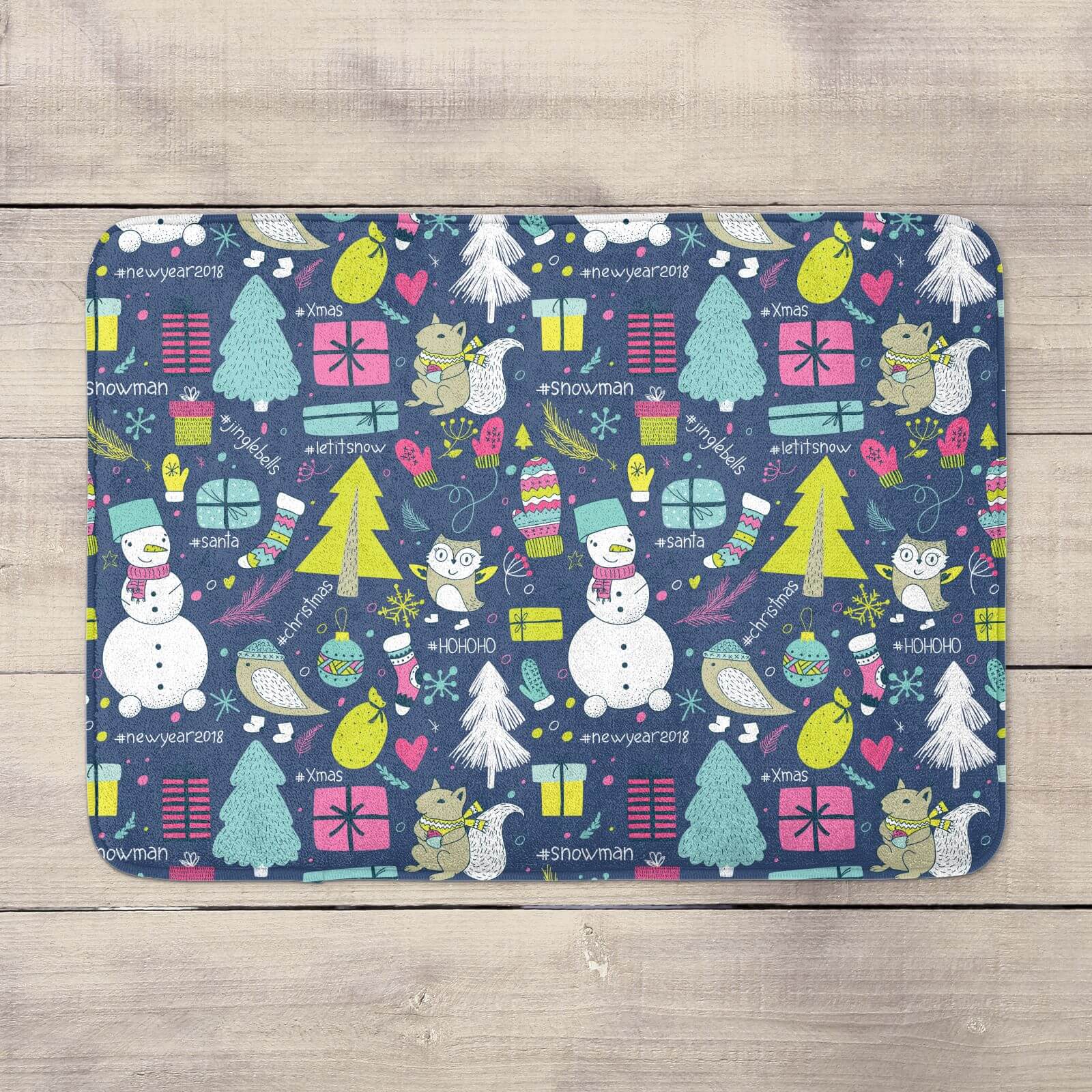 Snowman Christmas Party Bath Mat