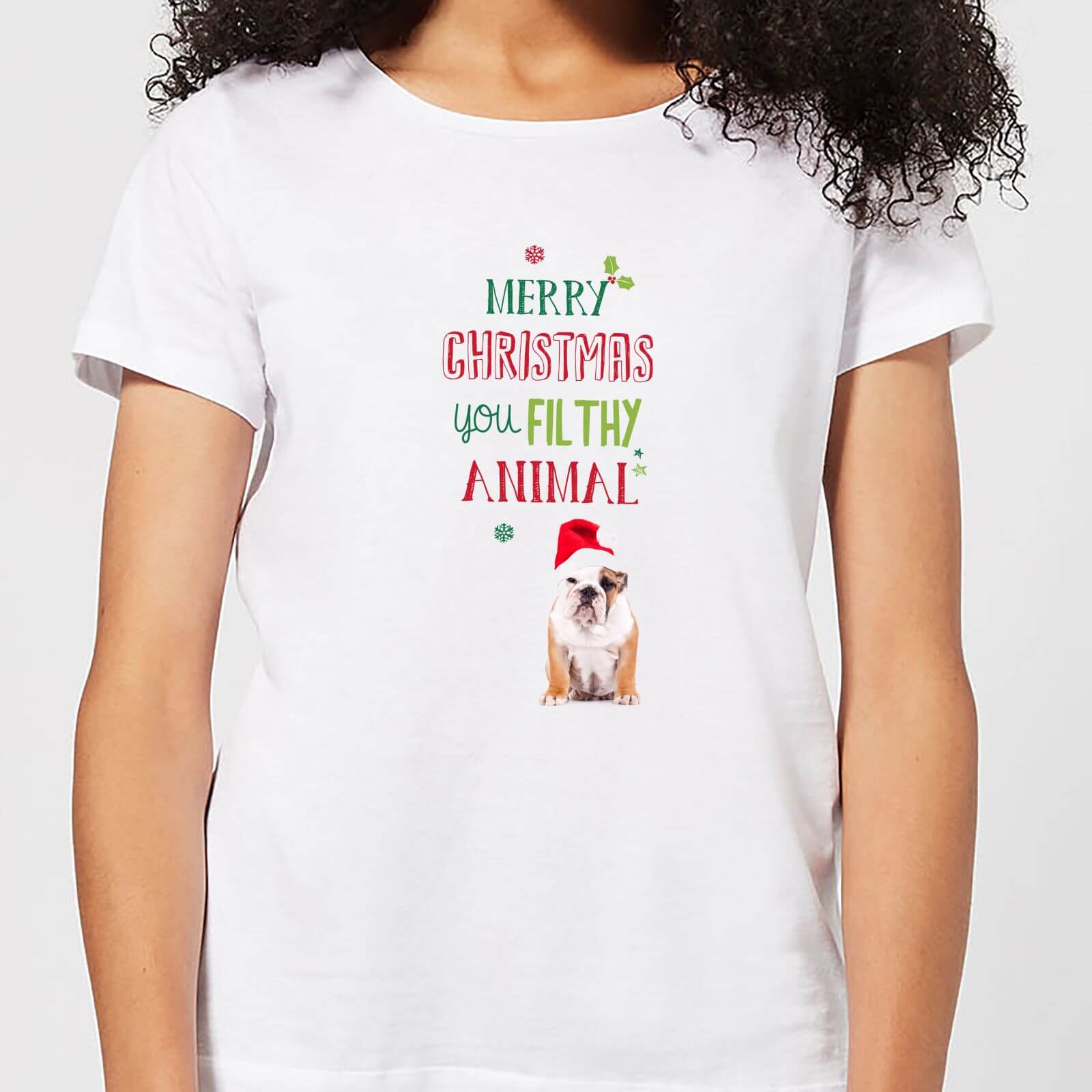 Merry Christmas bulldog Women's T-Shirt - White - XL - White