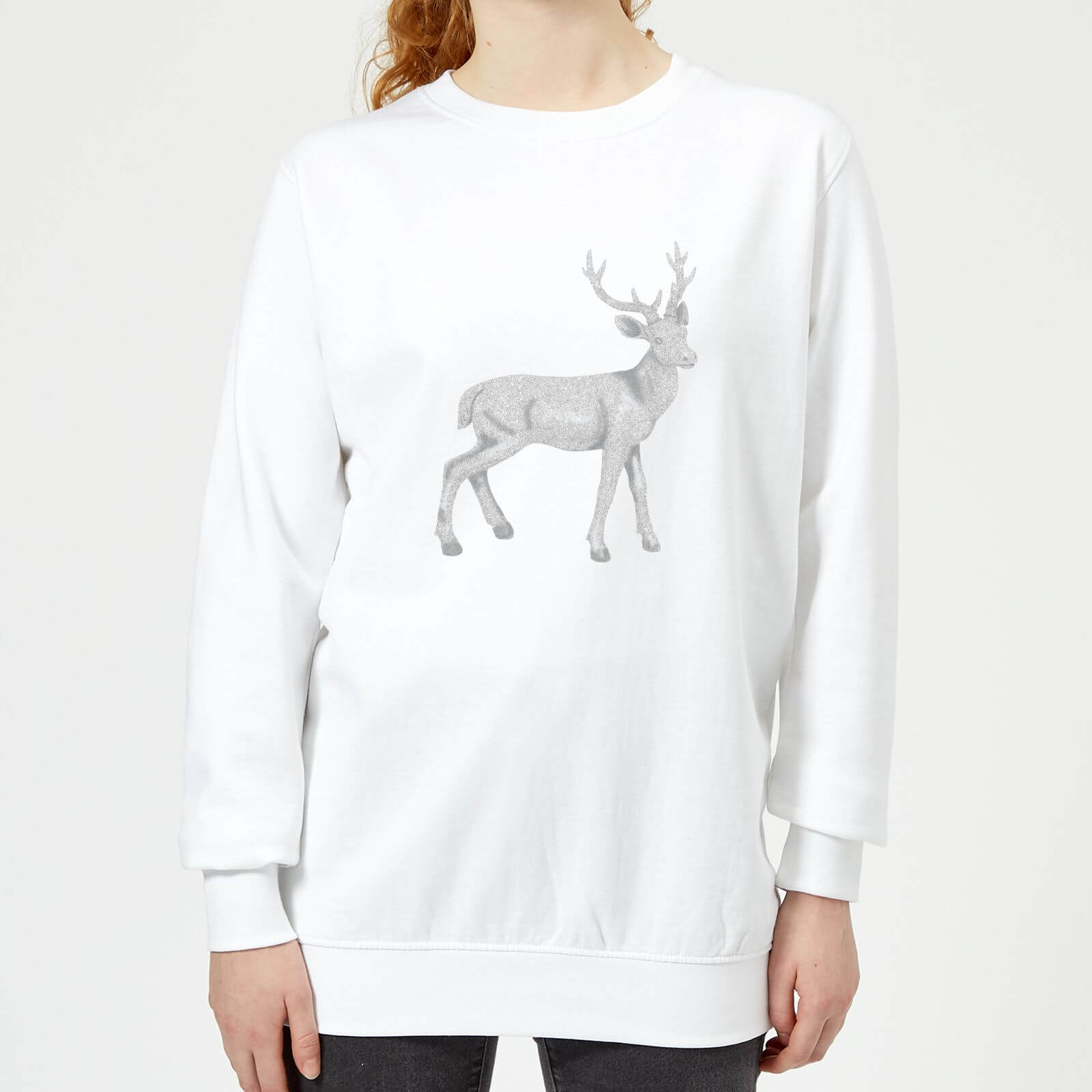 Glitter Stag Women's Sweatshirt - White - XS - White
