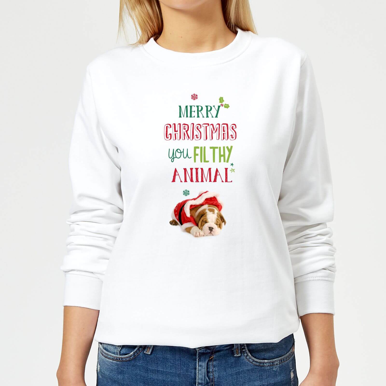 Filthy animal Bulldog Women's Sweatshirt - White - XS