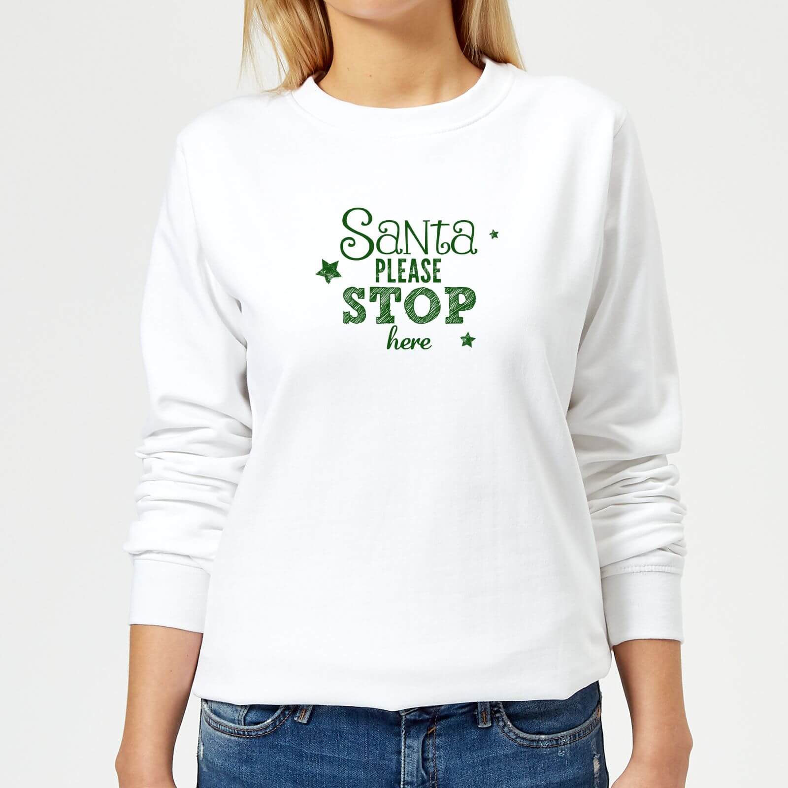 Santa Stop Women's Sweatshirt - White - XS - White