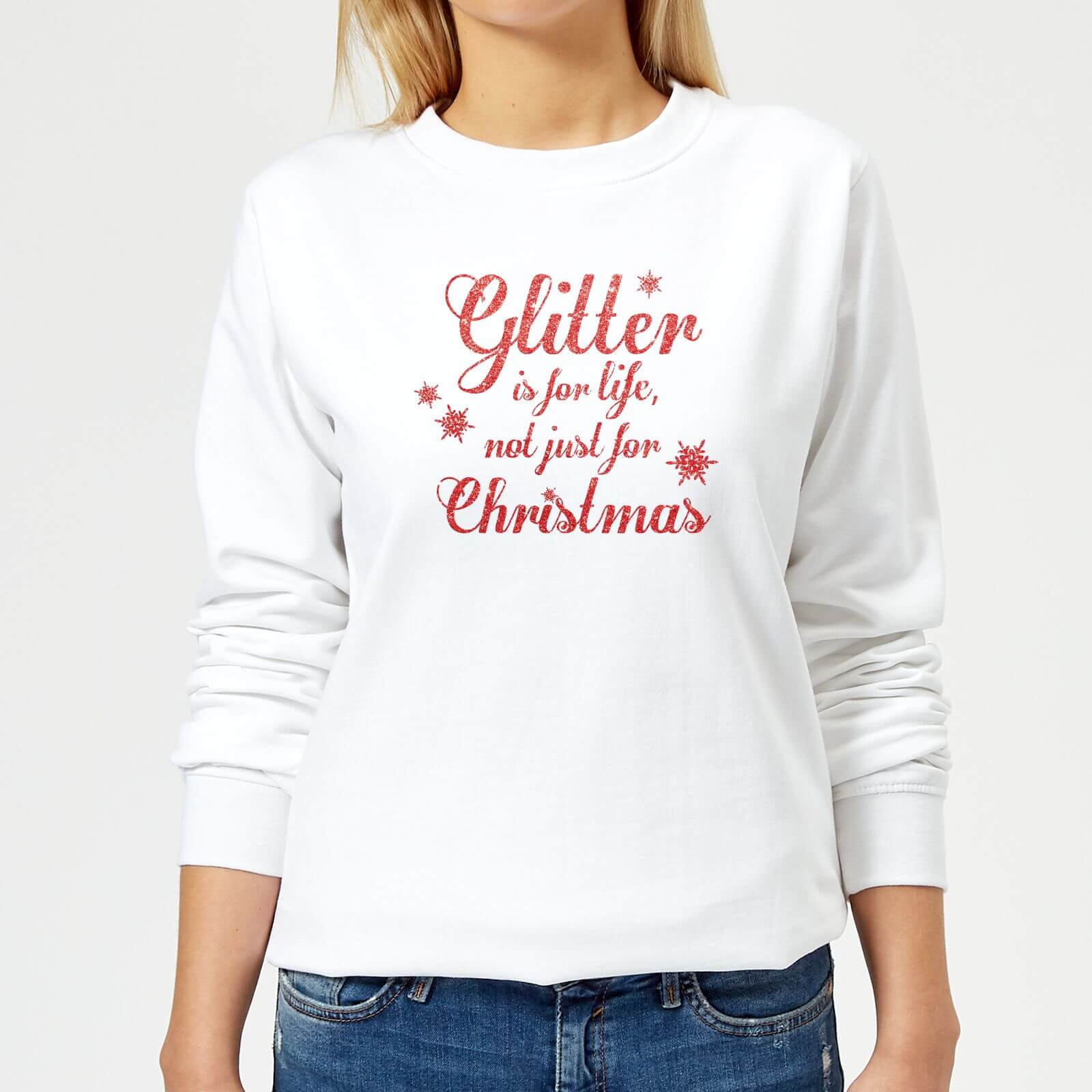 Glitter is for Life Women's Sweatshirt - White - XS