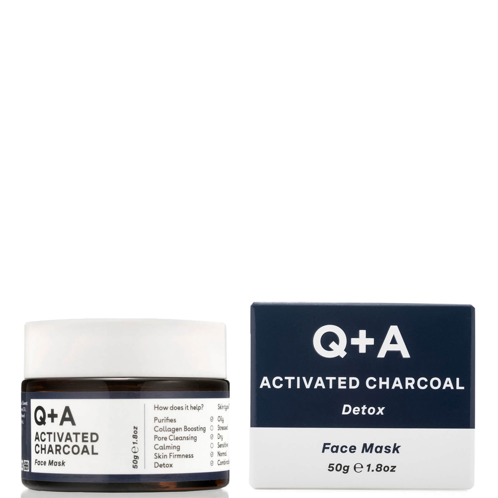 Q+A Activated Charcoal Face Mask 50g