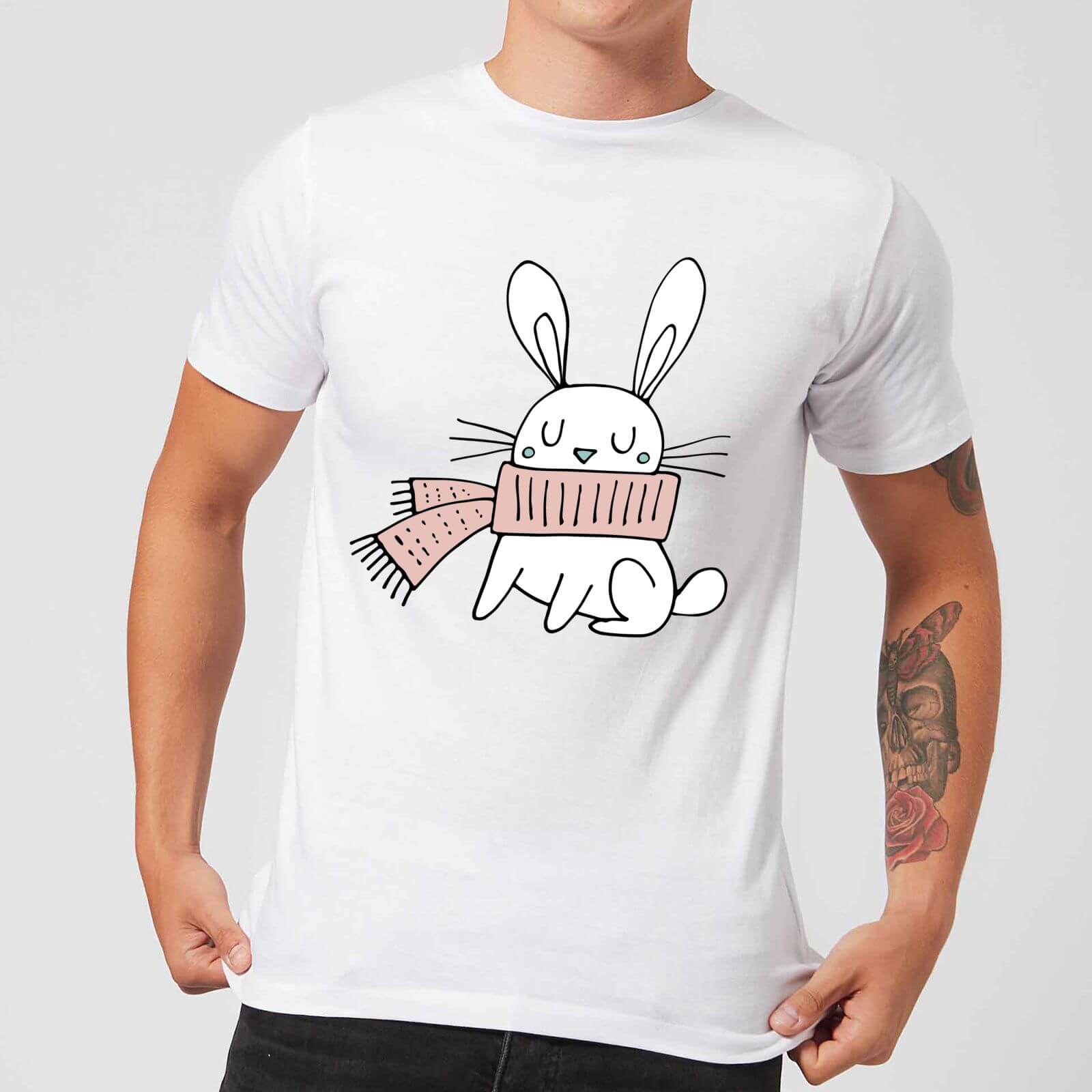 Christmas Rabbit Men's T-Shirt - White - XL - White