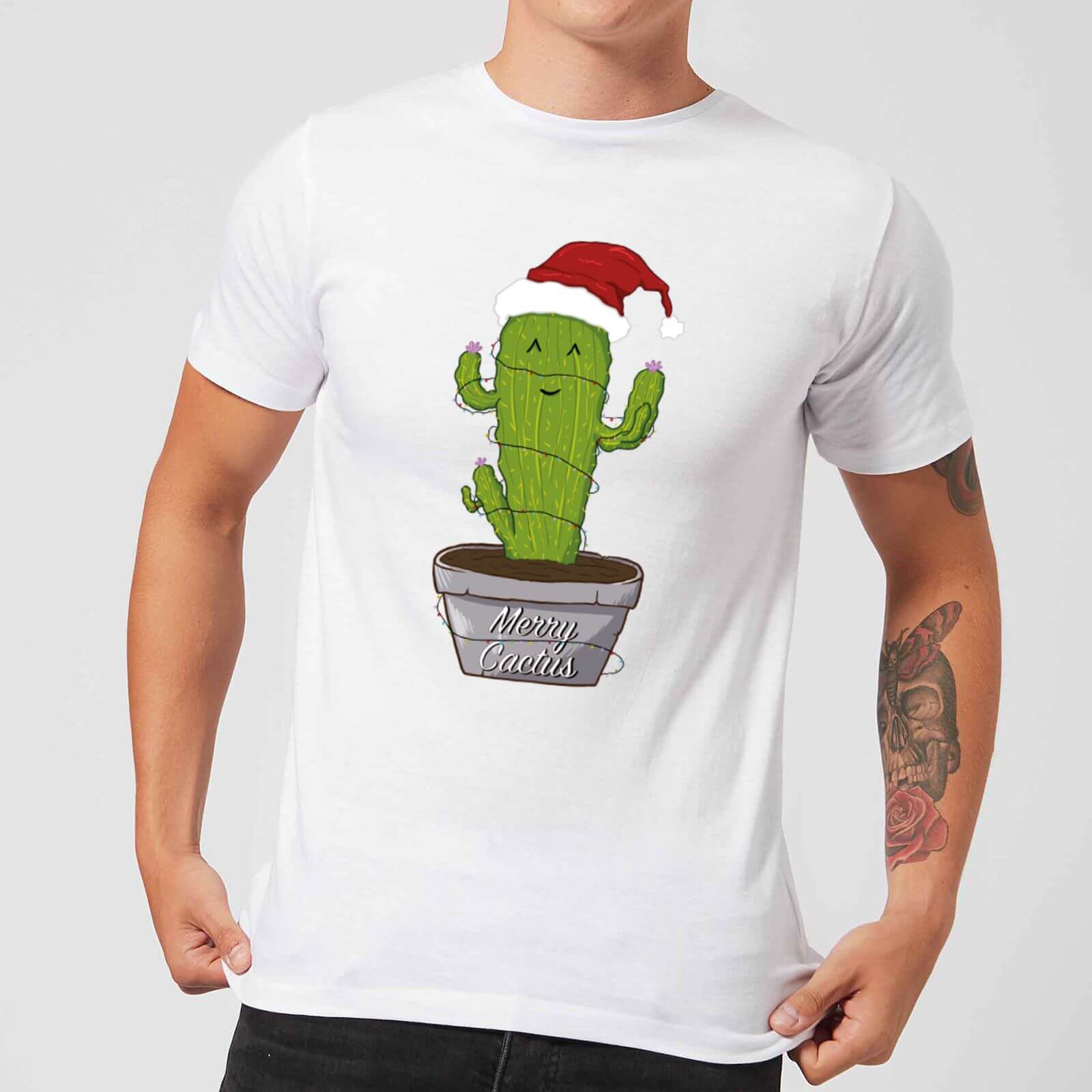 Merry Cactus Men's T-Shirt - White - S - White
