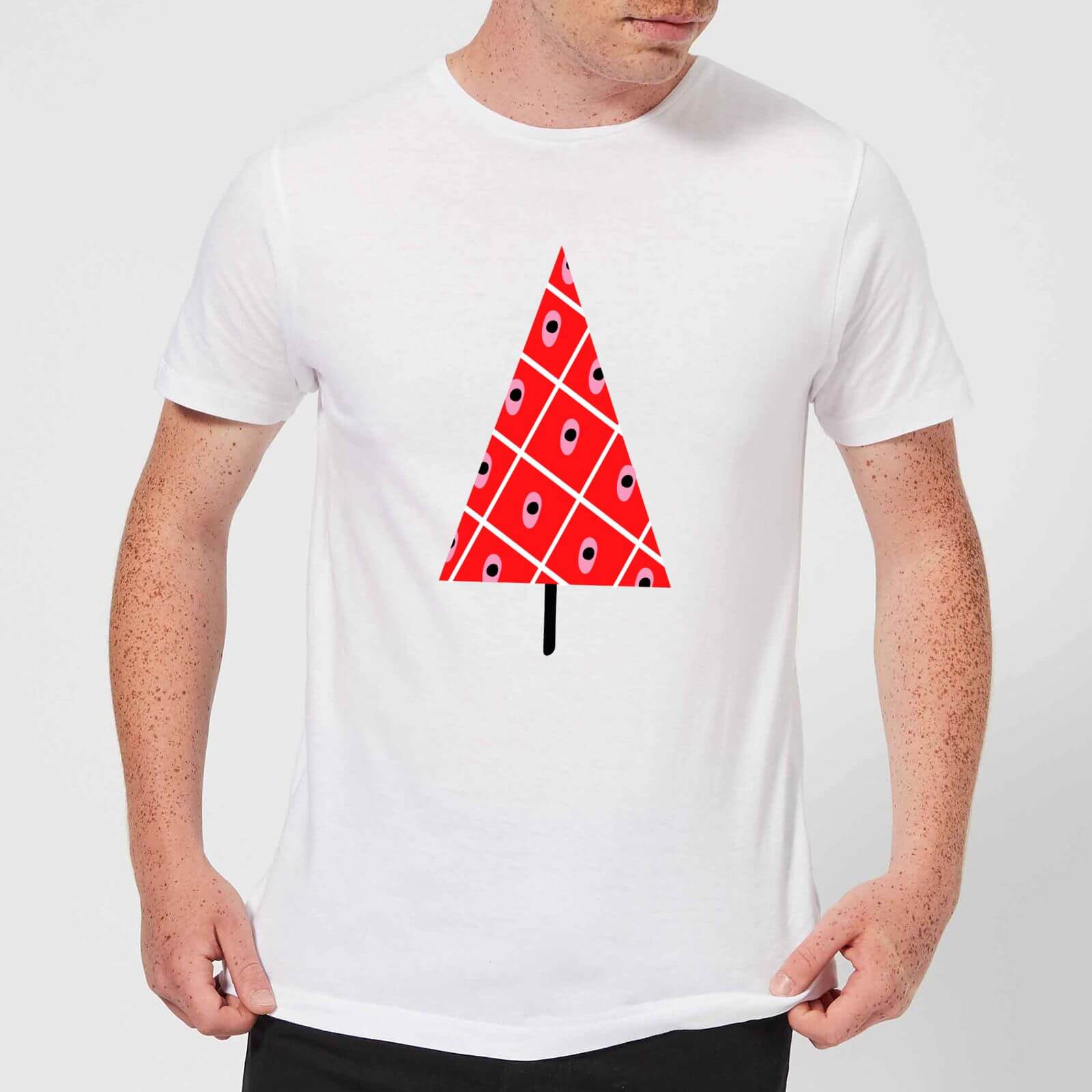 Spotty Christmas Tree Men's T-Shirt - White - S - White