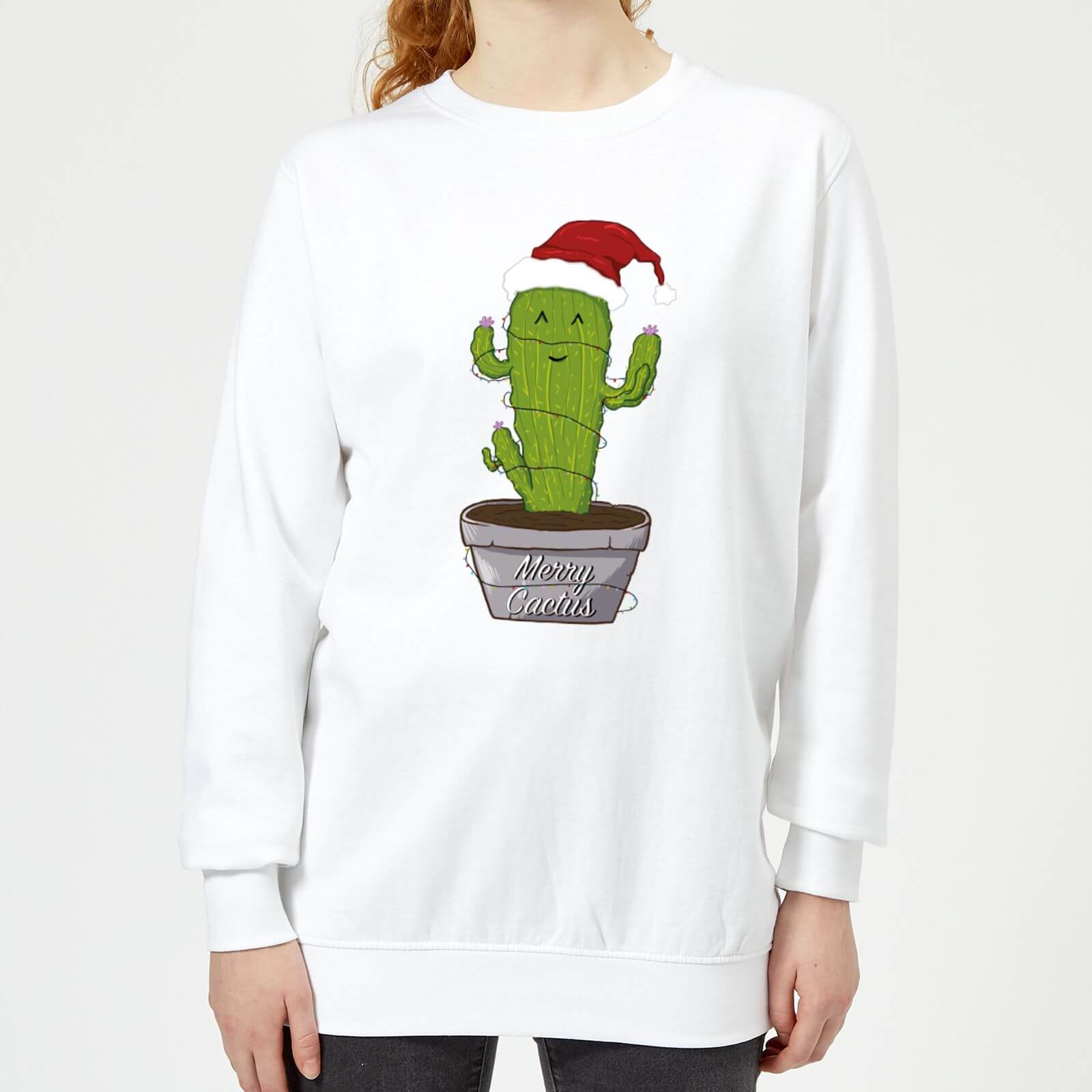 Merry Cactus Women's Sweatshirt - White - XS