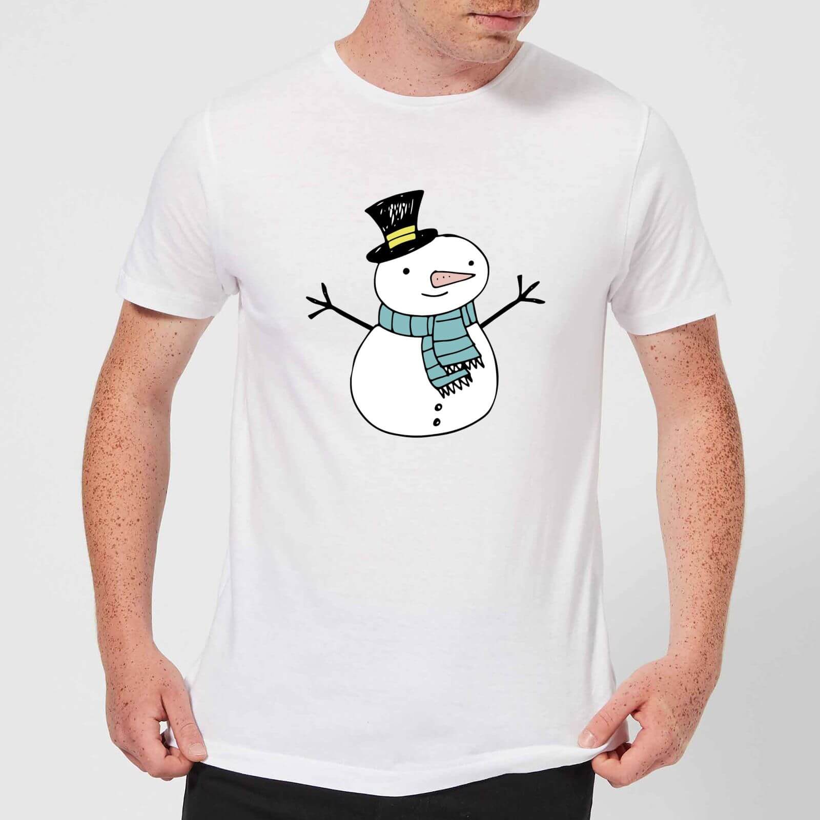 Christmas Snowman Men's T-Shirt - White - S - White