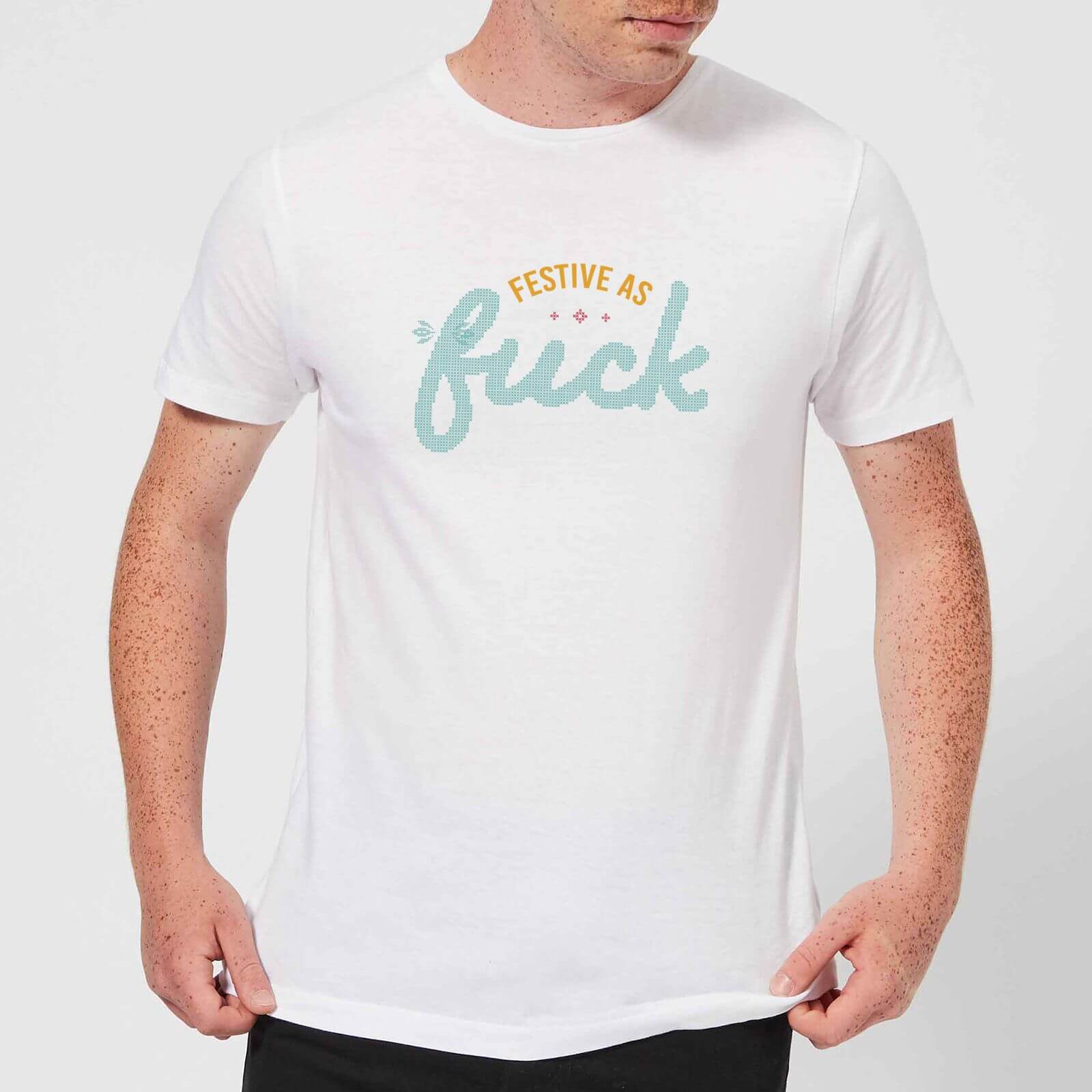 Cross Stitch Festive As Fuck Men's T-Shirt - White - L - White