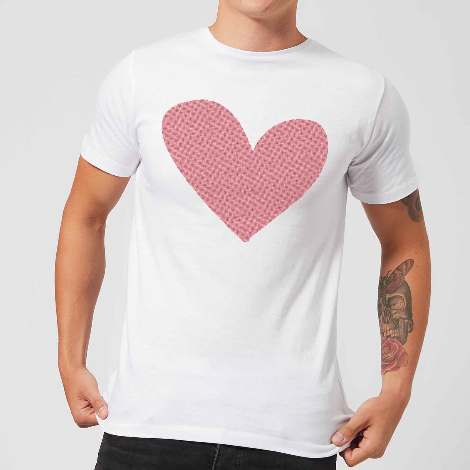 Cross Stitch Heart Men's T-Shirt - White - XL - White