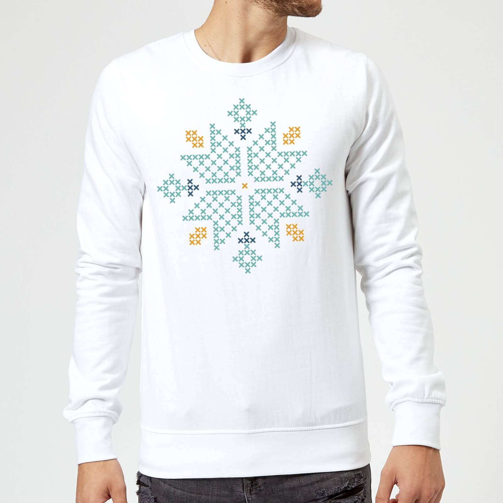 Cross Stitch Snow Flake Sweatshirt - White - S - White