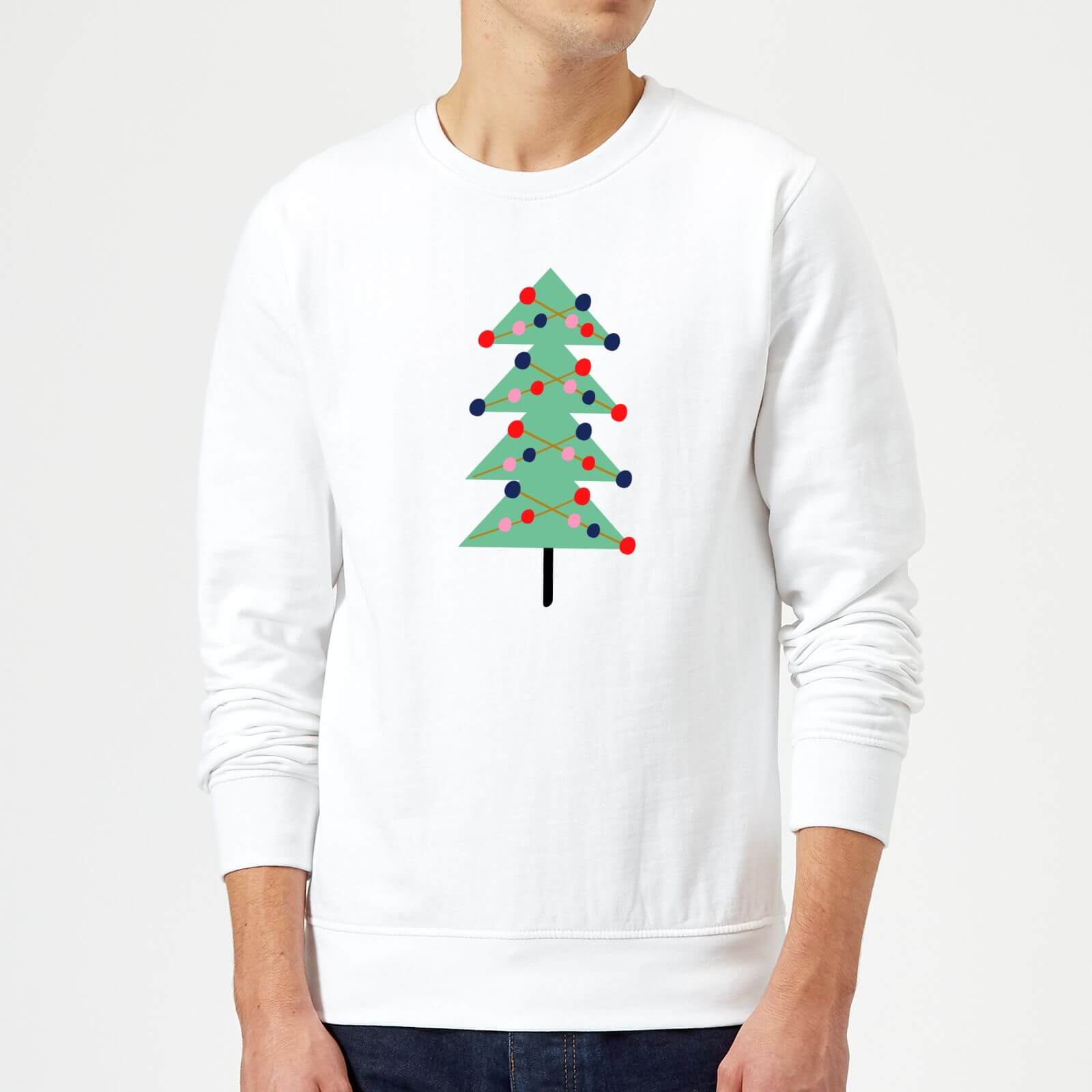 Christmas Tree With Lights Sweatshirt - White - M - White