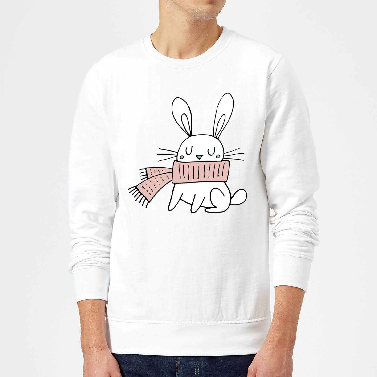 Christmas Rabbit Sweatshirt - White - S - White