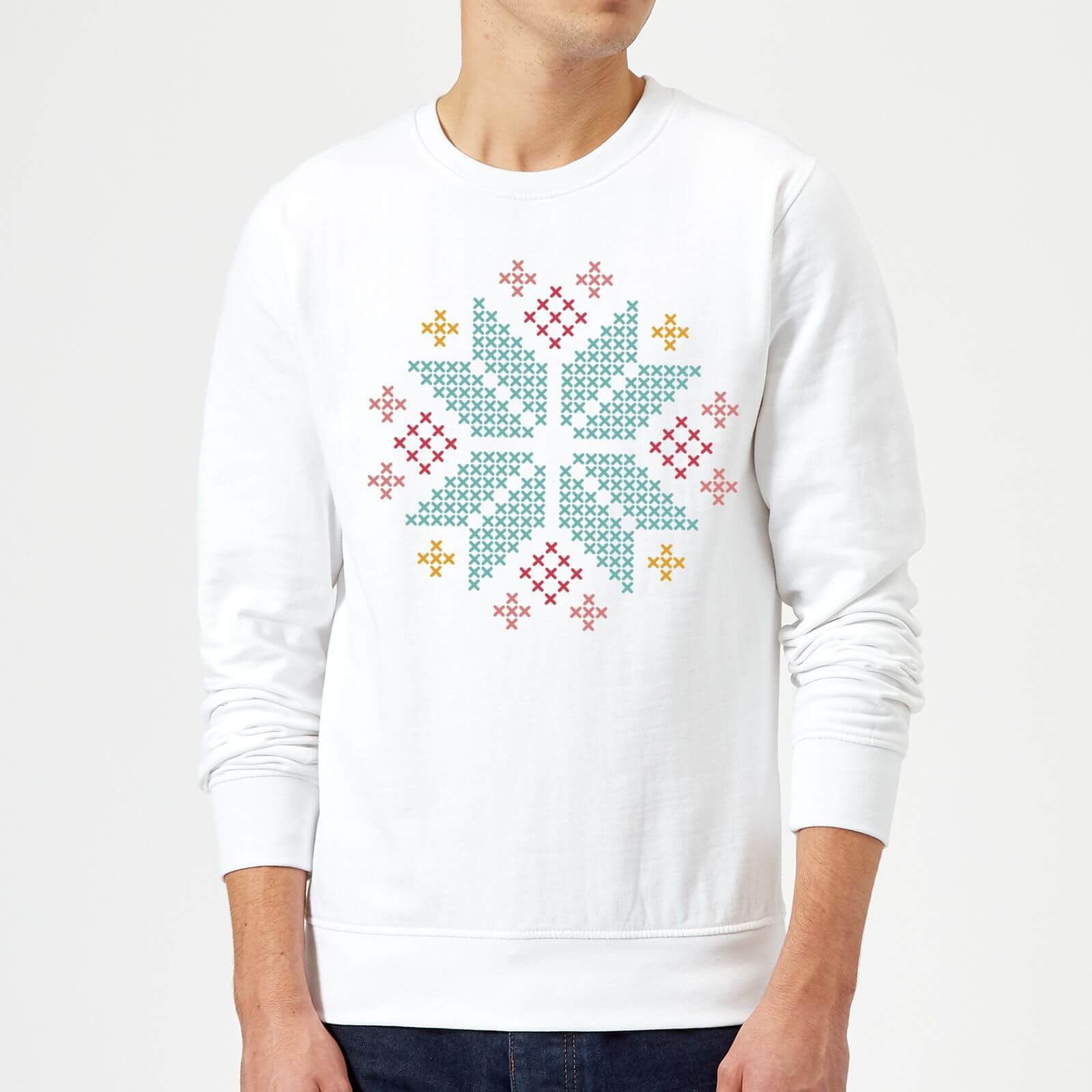 Cross Stitch Festive Snowflake Sweatshirt - White - S - White