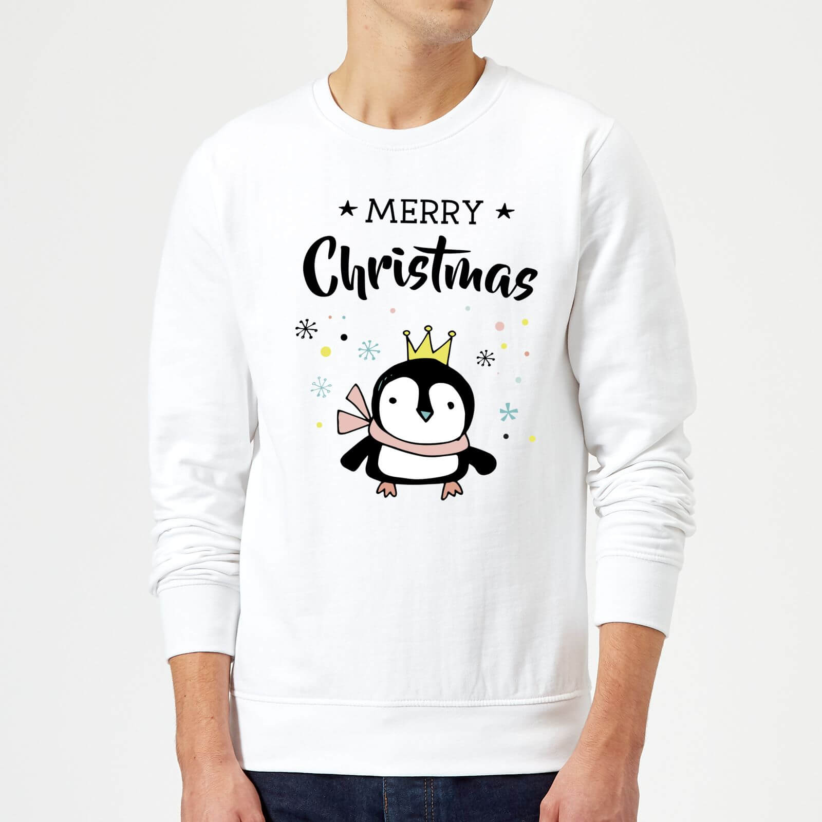 Merry Christmas Penguin Sweatshirt - White - S - White