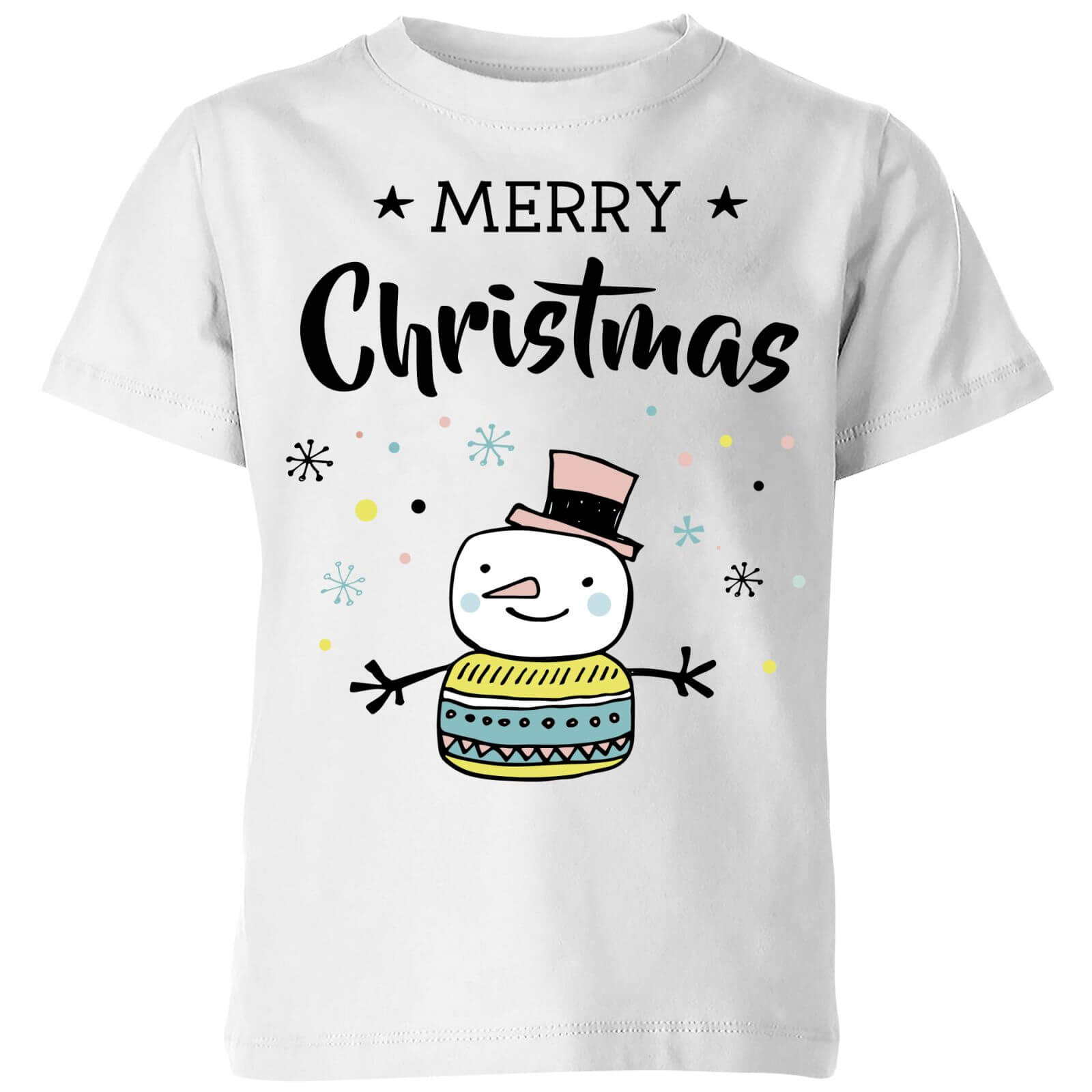Merry Christmas Snowman Kids' T-Shirt - White - 3-4 Years - White