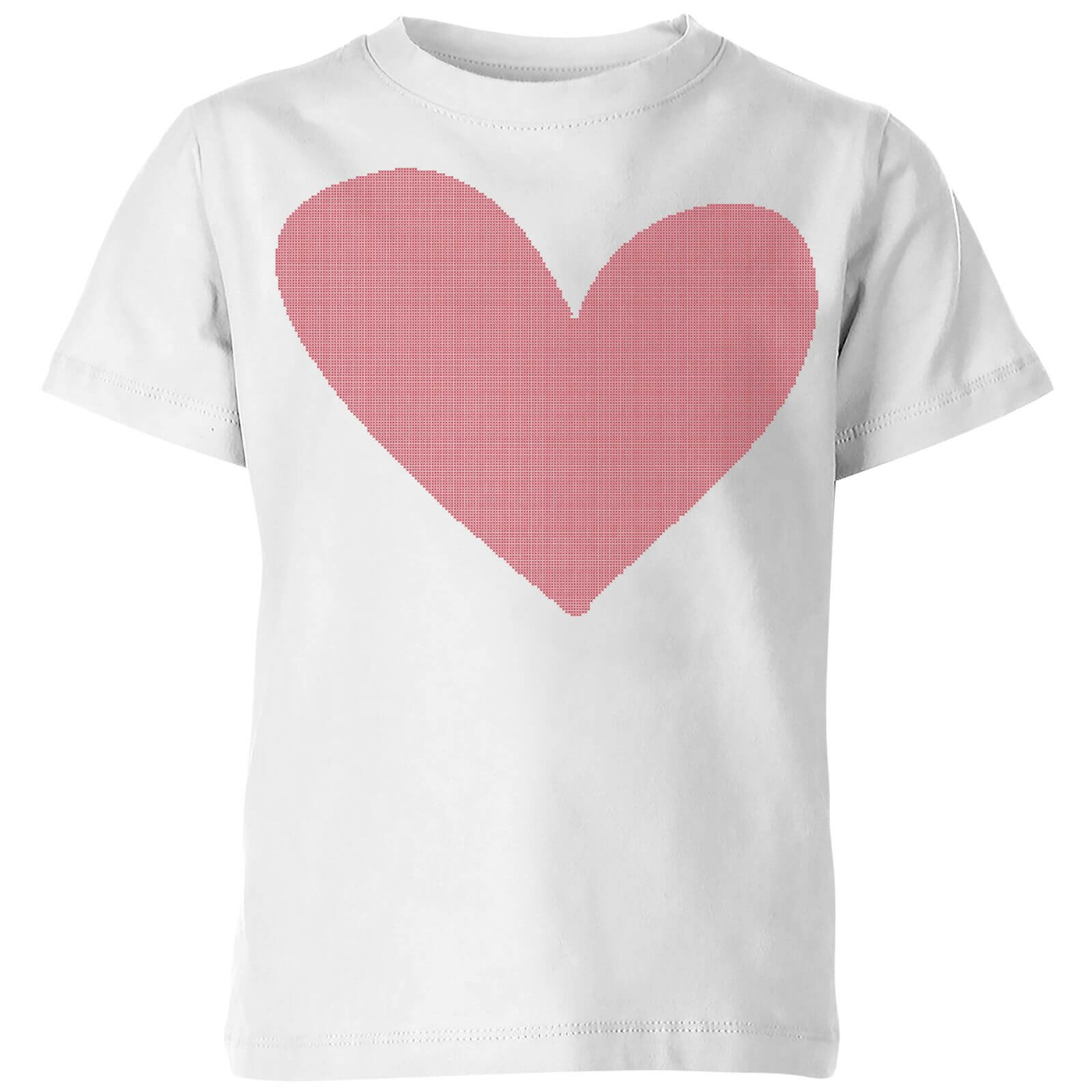 Cross Stitch Heart Kids' T-Shirt - White - 5-6 Years - White