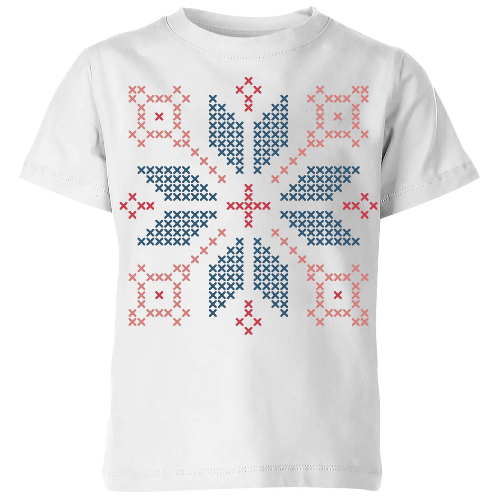 Cross Stitch Festive Shape Kids' T-Shirt - White - 3-4 Years - White