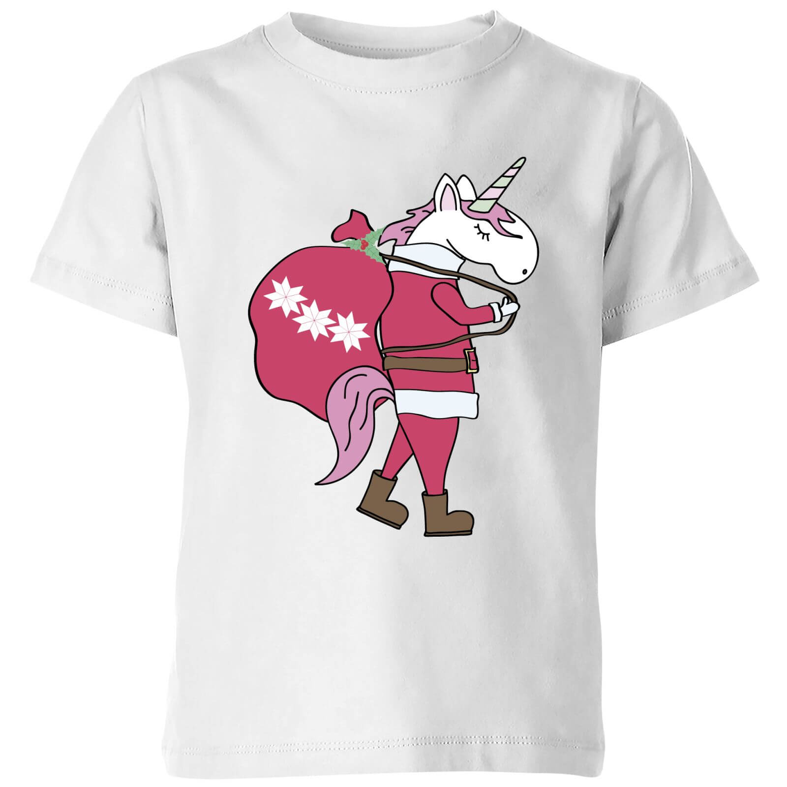 Unicorn Santa Kids' T-Shirt - White - 7-8 Years - White