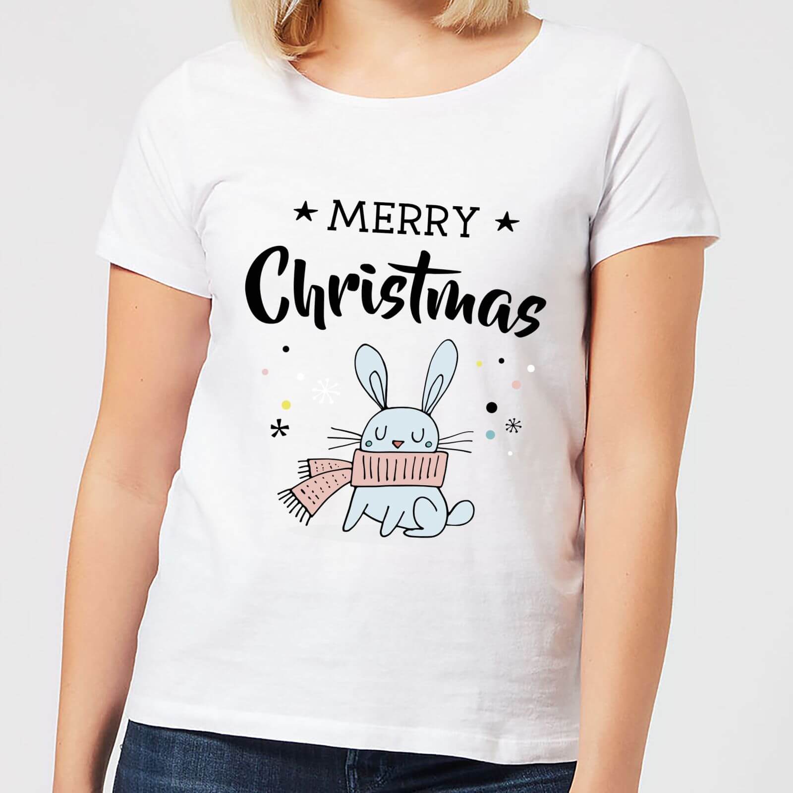 Merry Christmas Rabbit Women's T-Shirt - White - S - White