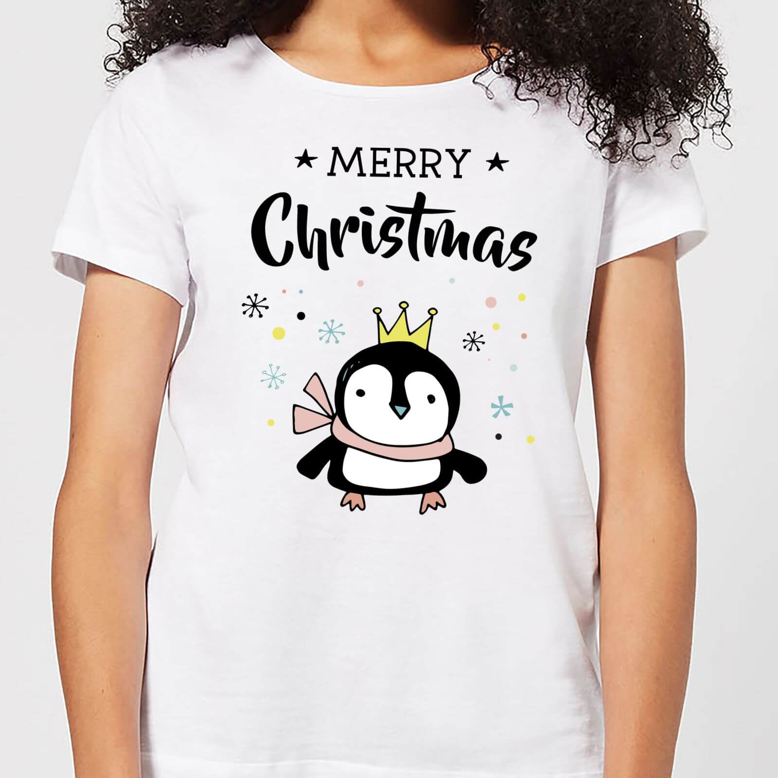 Merry Christmas Penguin Women's T-Shirt - White - M