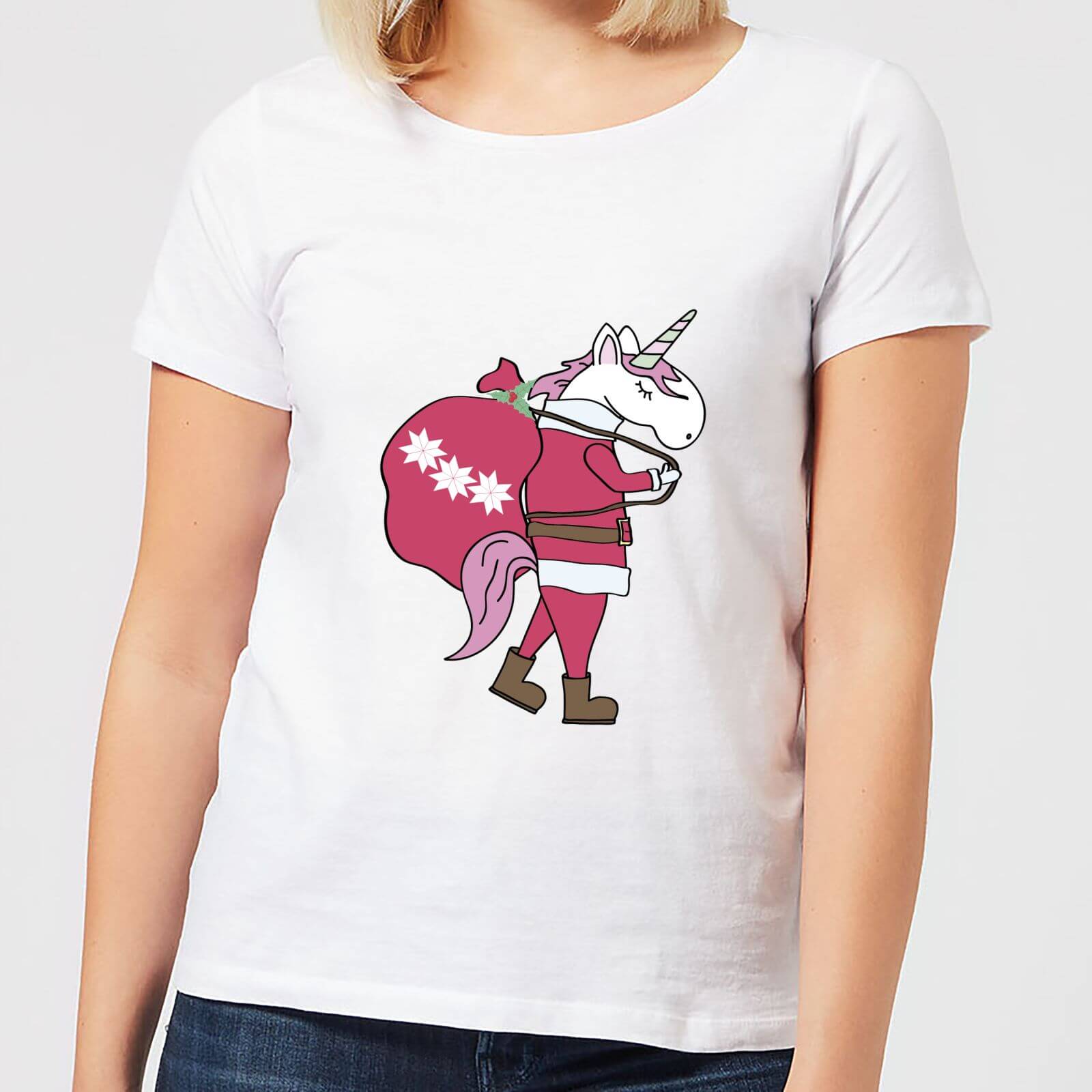 Unicorn Santa Women's T-Shirt - White - M - White