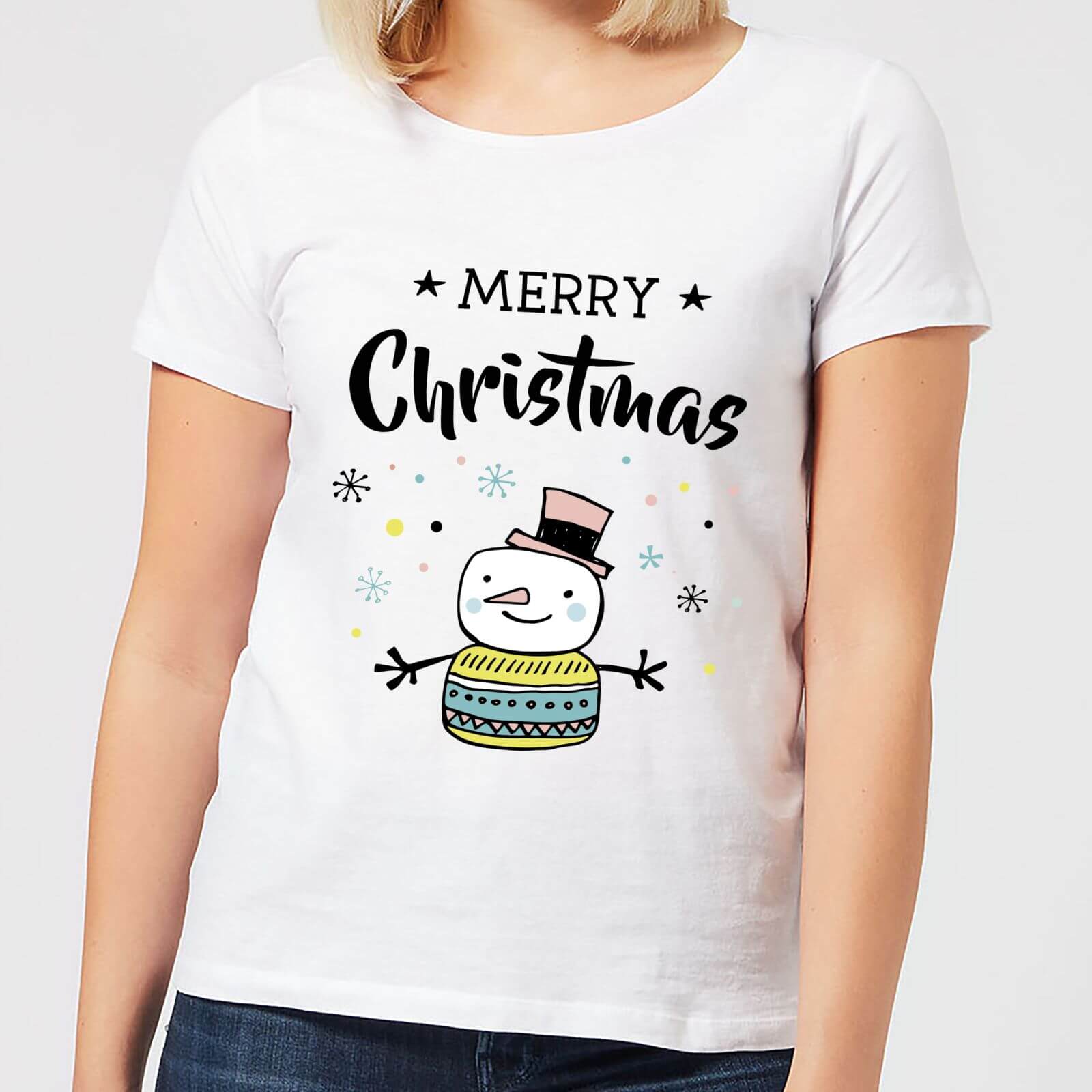 Merry Christmas Snowman Women's T-Shirt - White - XL - White