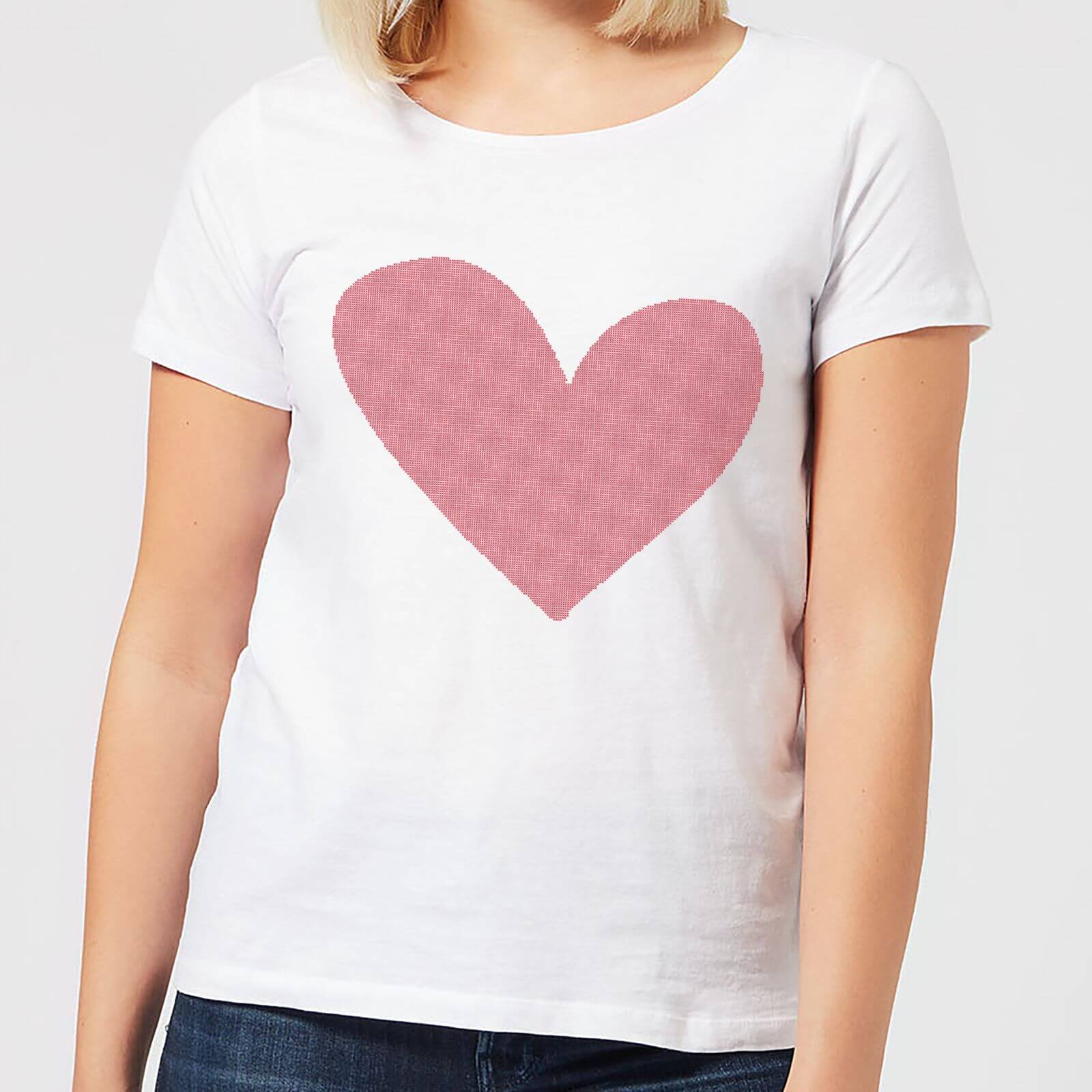 Cross Stitch Heart Women's T-Shirt - White - S - White