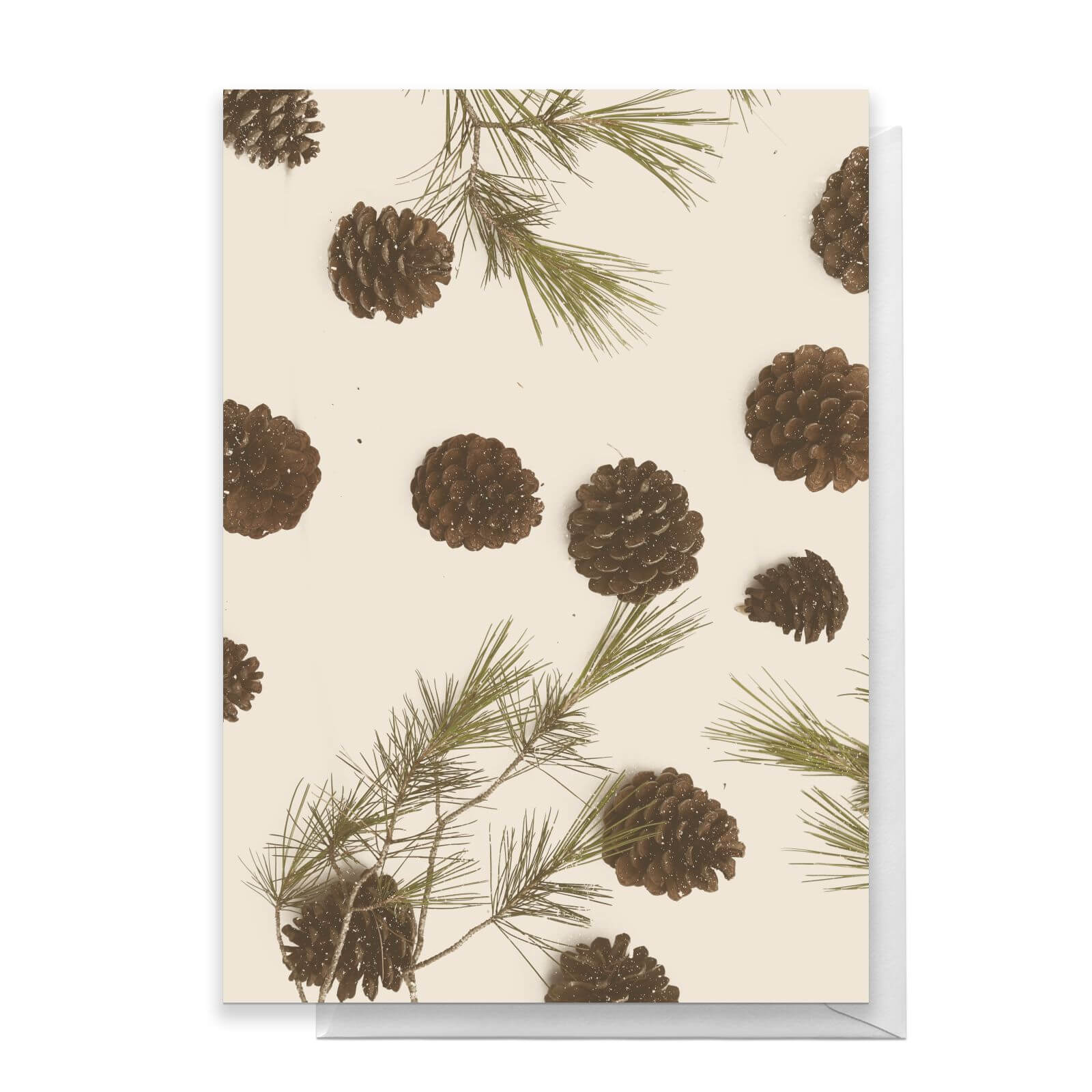 Pine Cone Merry Christmas Greetings Card - Large Card