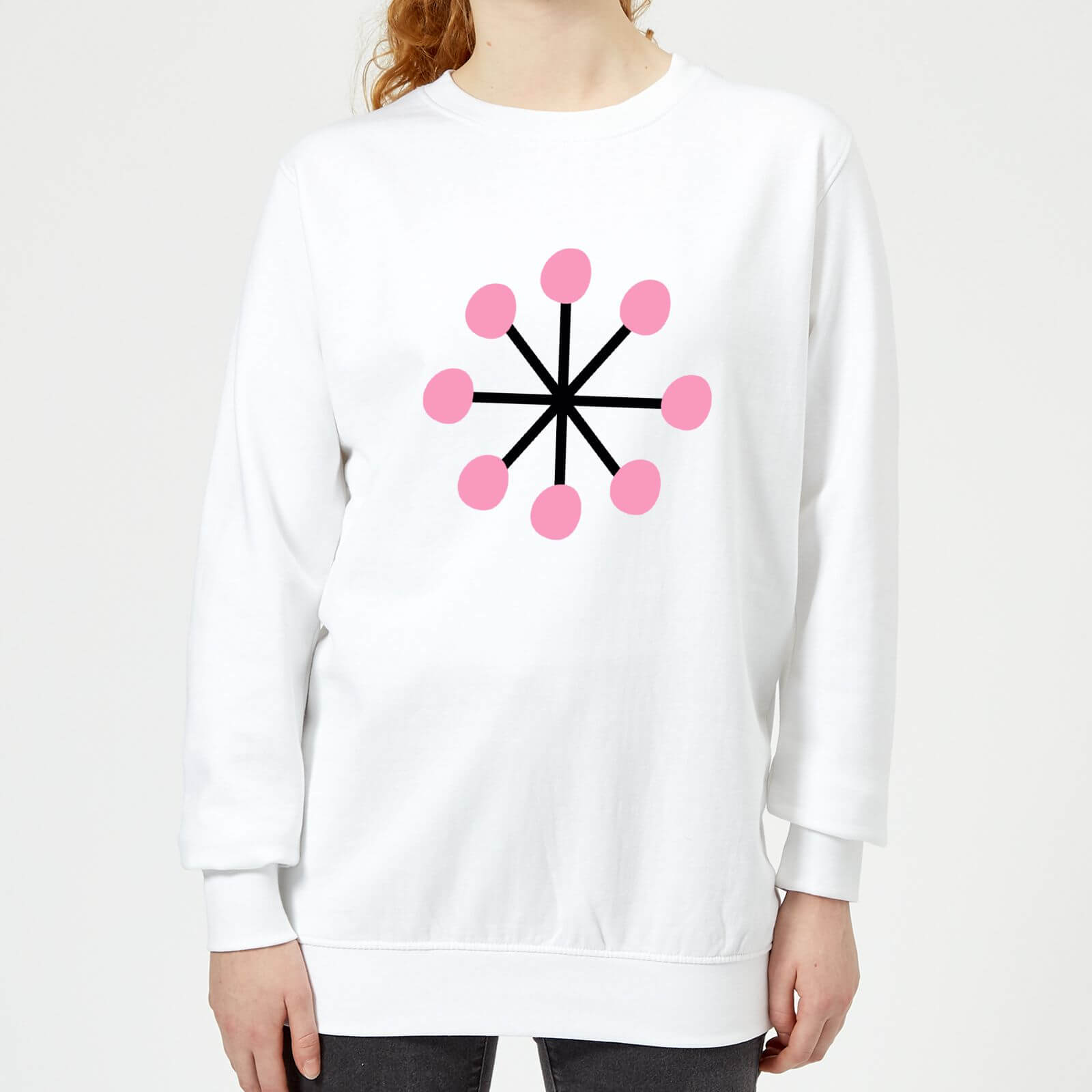 Pink Snowflake Women's Sweatshirt - White - XS - White