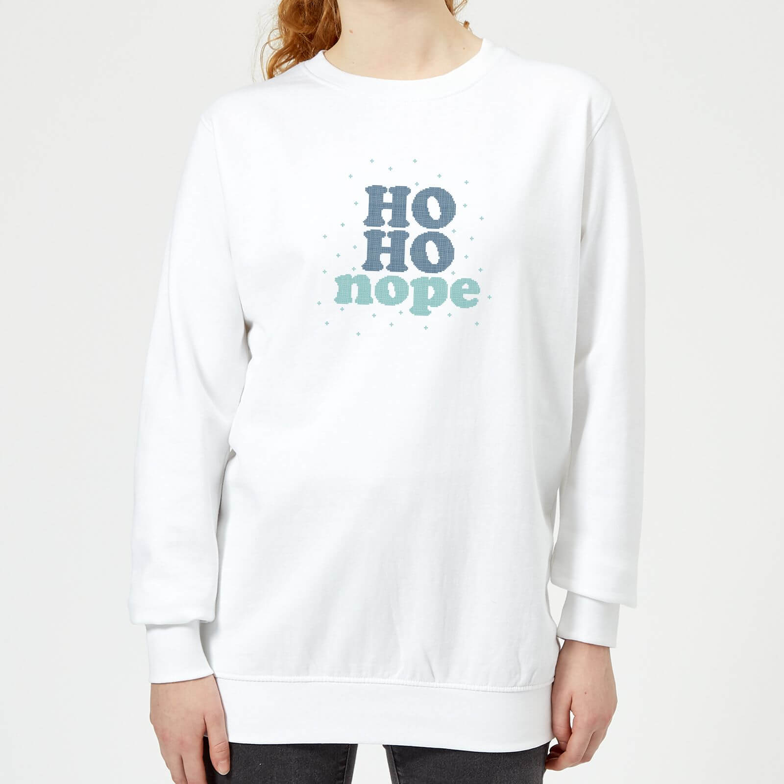 Cross Stitch Ho Ho Nope Women's Sweatshirt - White - XS - White